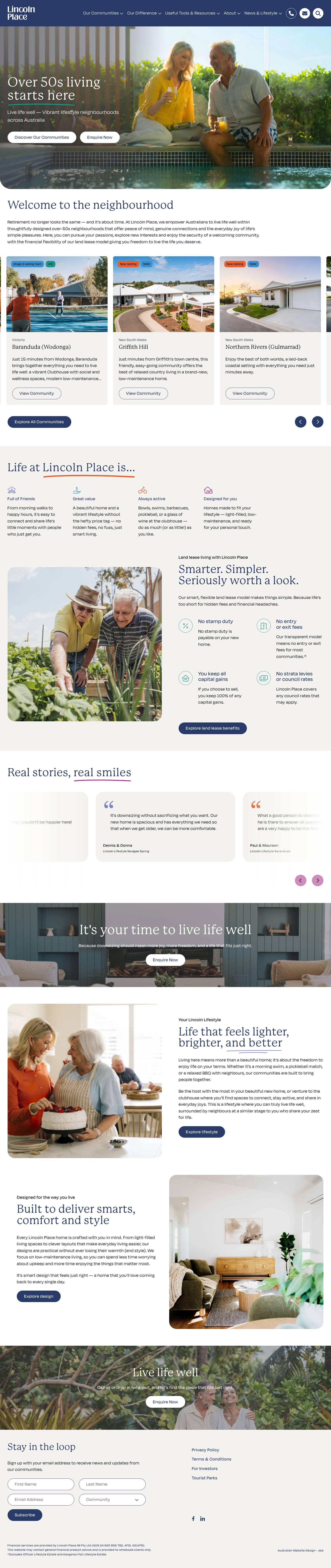 Lincoln Place | Vibrant lifestyle neighbourhoods for over 50s - Full Screenshot