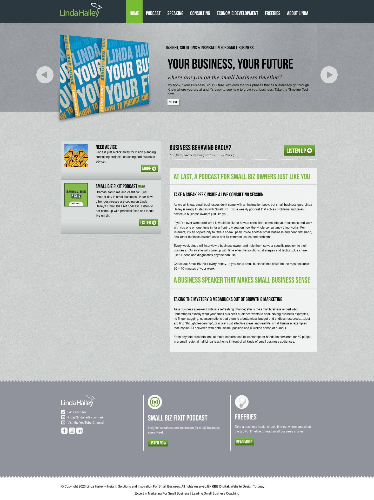 Professional Business Speaker | Perfect for Small Business Audiences | Linda Hailey - Insight, Solutions and Inspiration For Small Business - Full Screenshot