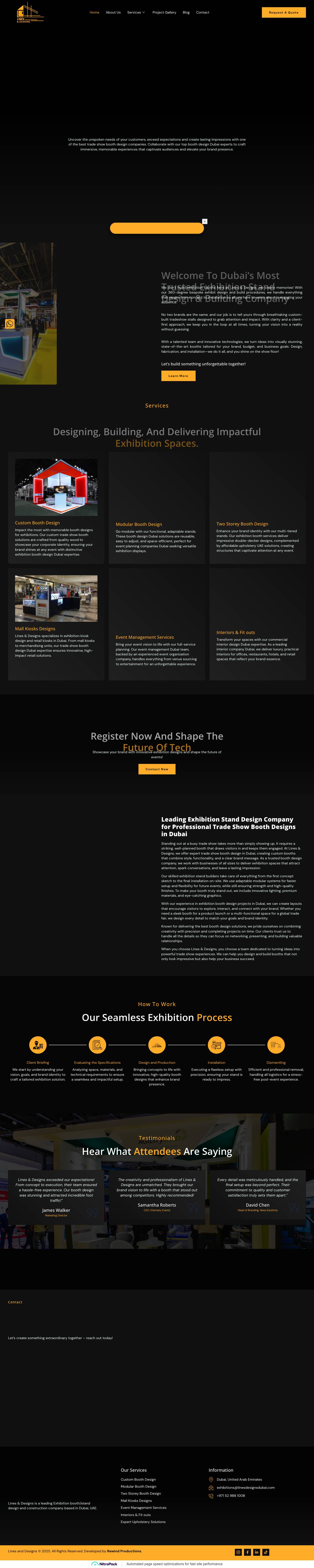 Custom Exhibition Booth Design in Dubai | Lines & Designs - Full Screenshot