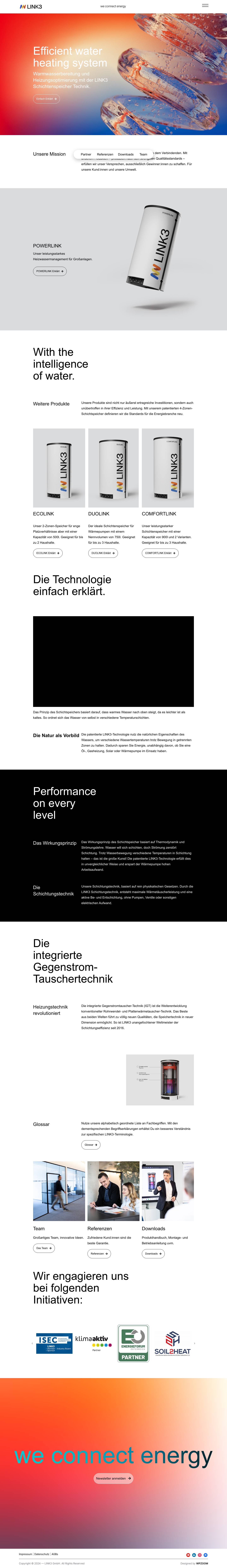Home - LINK3 Schichtenspeicher Warmwasser- und Heizungsoptimierung - Full Screenshot