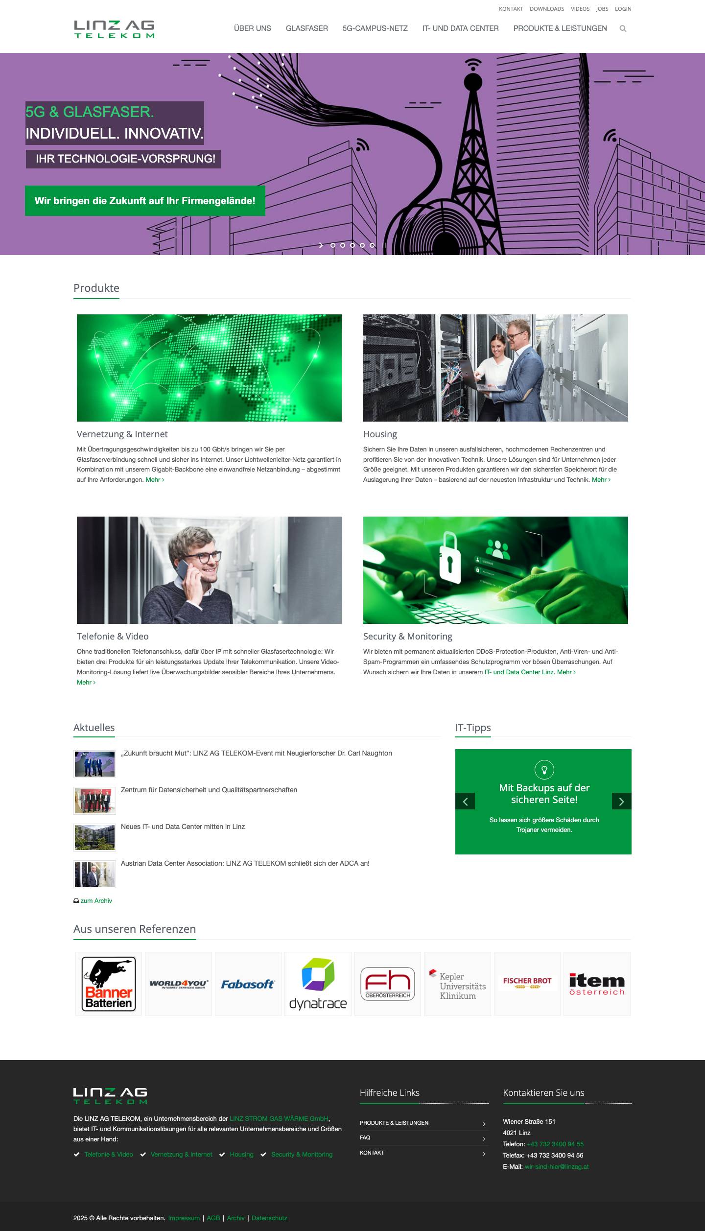 LINZ AG TELEKOM – Ihr Business-Internetprovider - Full Screenshot