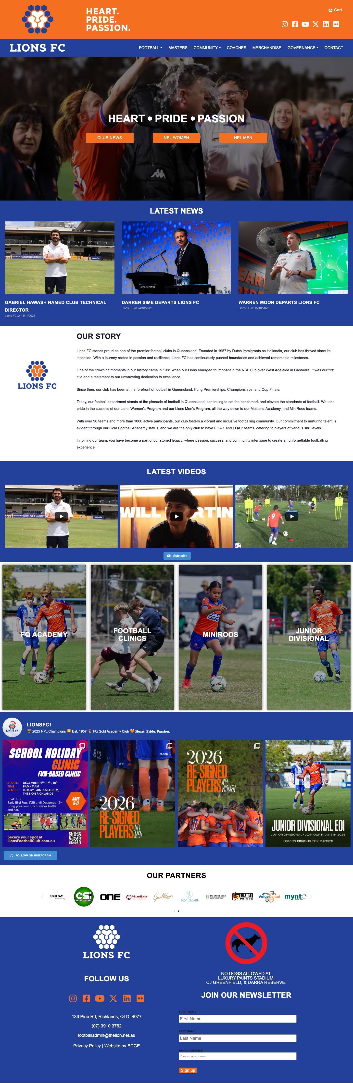 Lions FC - Football Soccer Club Richlands Brisbane - Full Screenshot