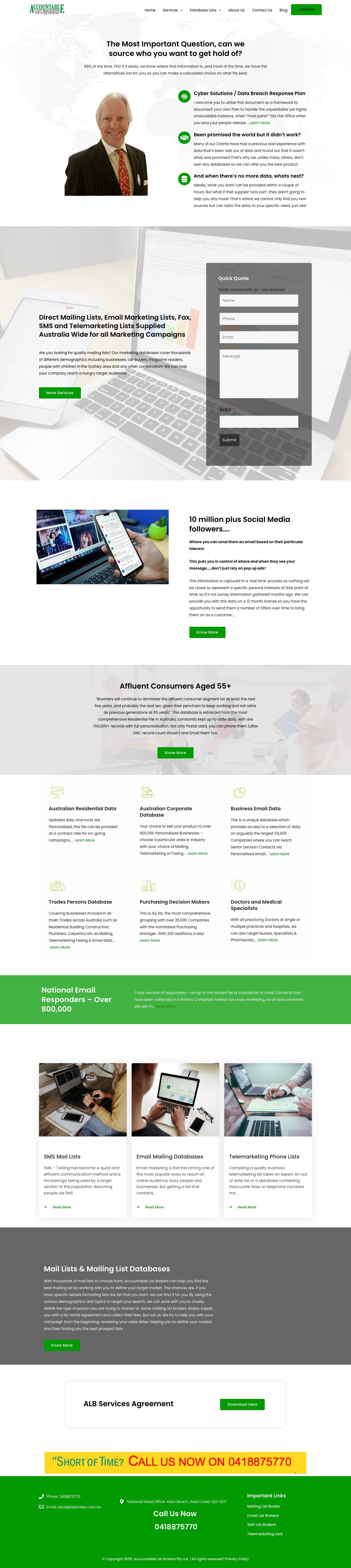 List Of Companies For Direct Mailing - List Brokers AU - Full Screenshot