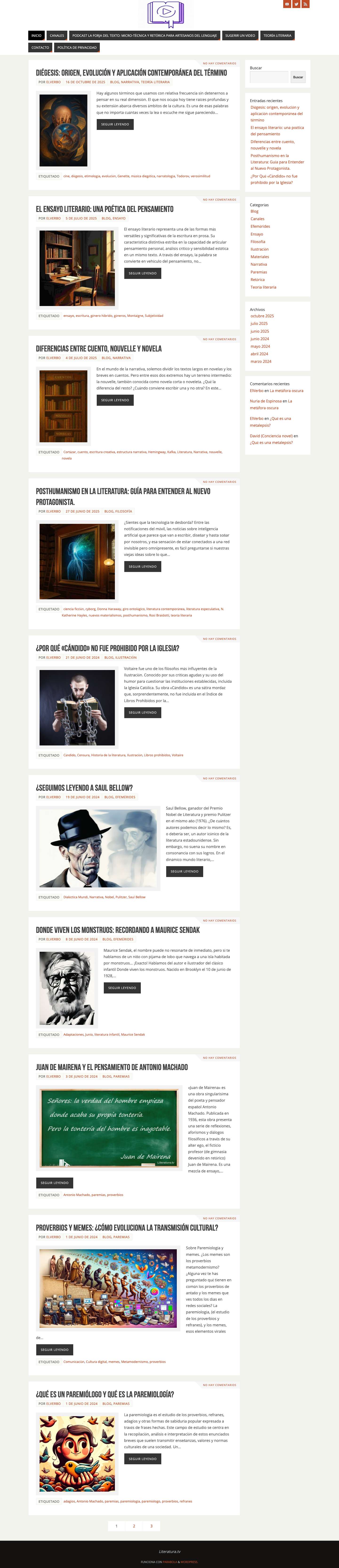 Literatura TV - Reseñas, entrevistas sobre el mundo literario, consejos de escritura, novedades editoriales y académicas. Explora el mundo de la literatura. - Full Screenshot