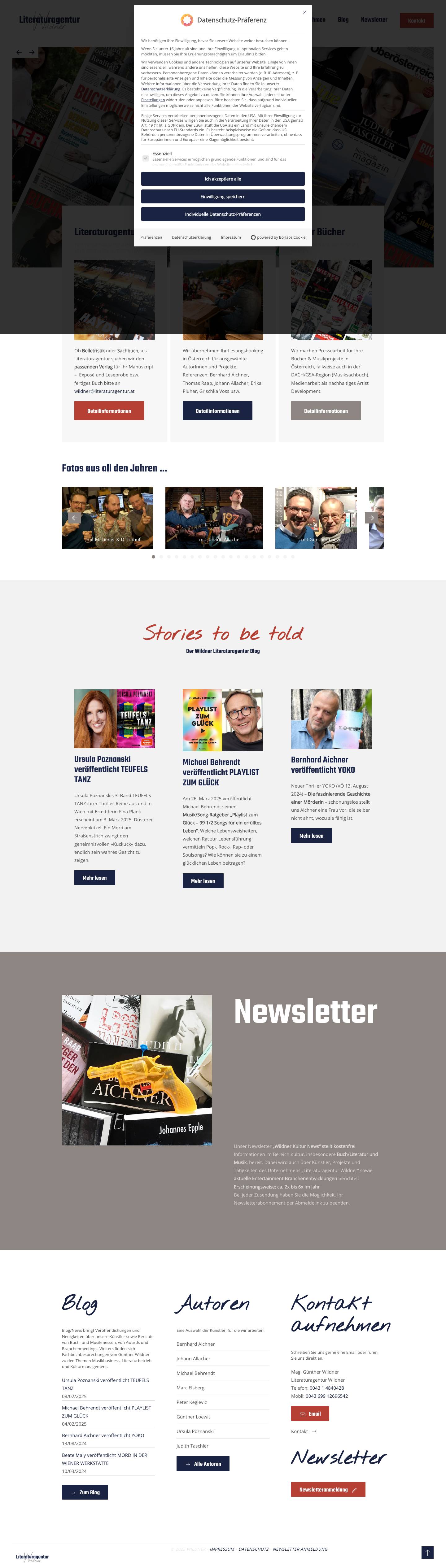 Literaturagentur Wildner - Home - Full Screenshot