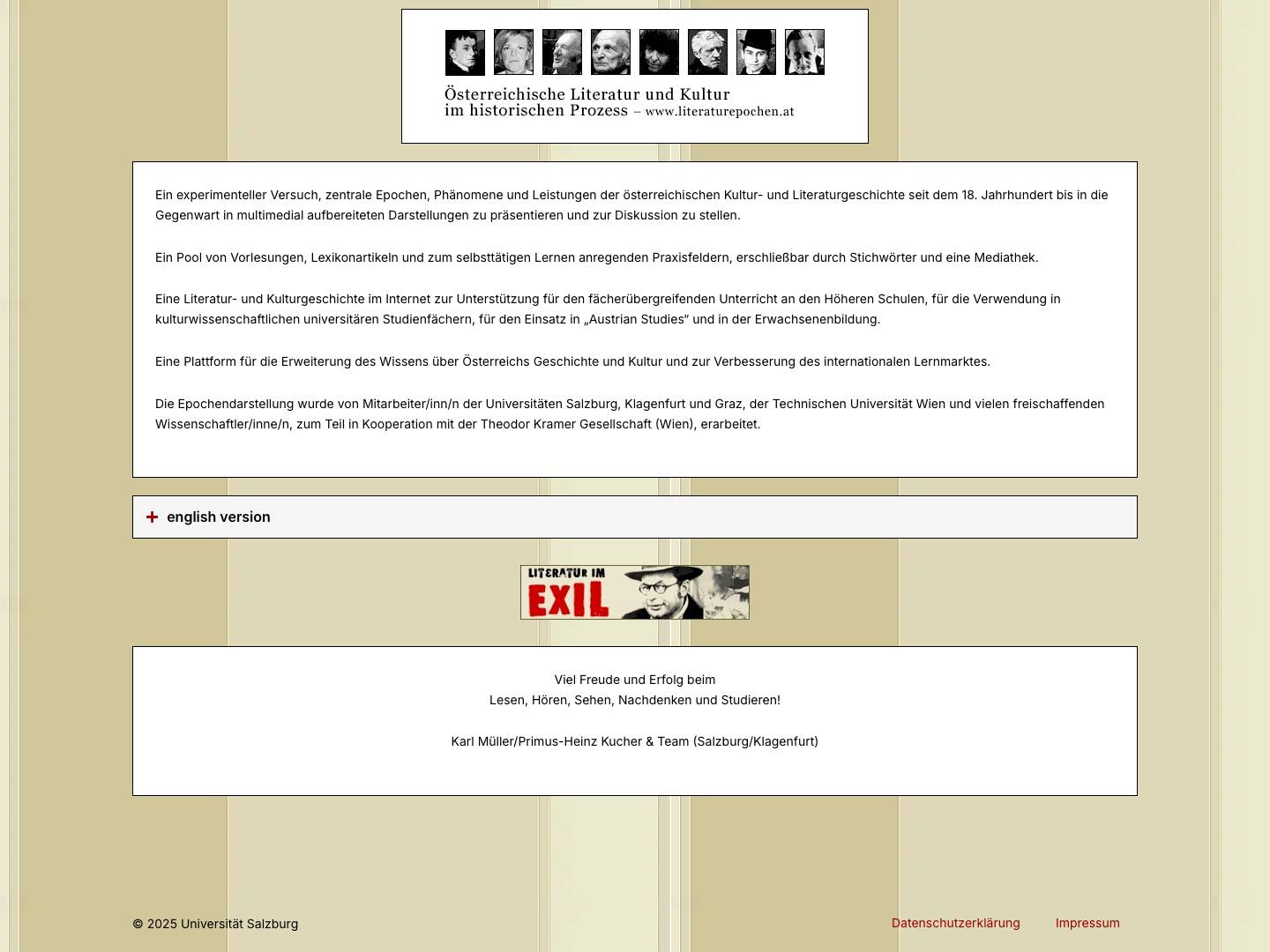 Startseite - exil literaturepochen - Full Screenshot