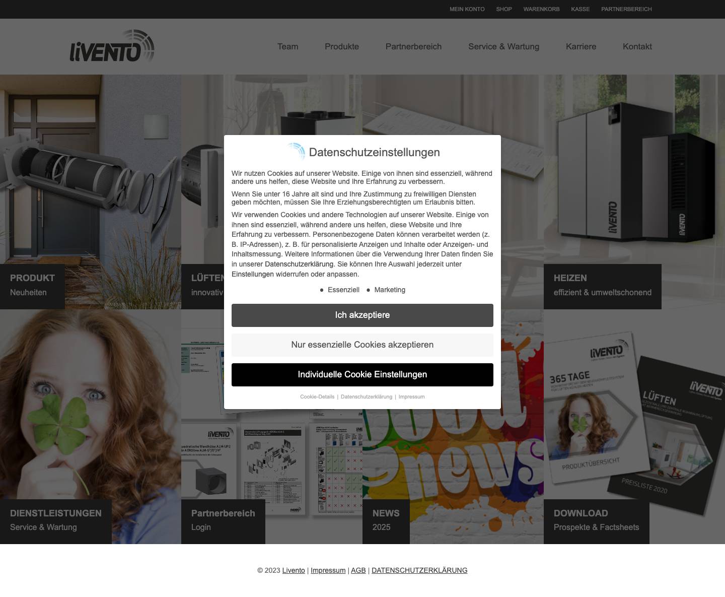 Willkommen bei liVENTO - Ihr Partner für Wohnraumlüftung - Full Screenshot