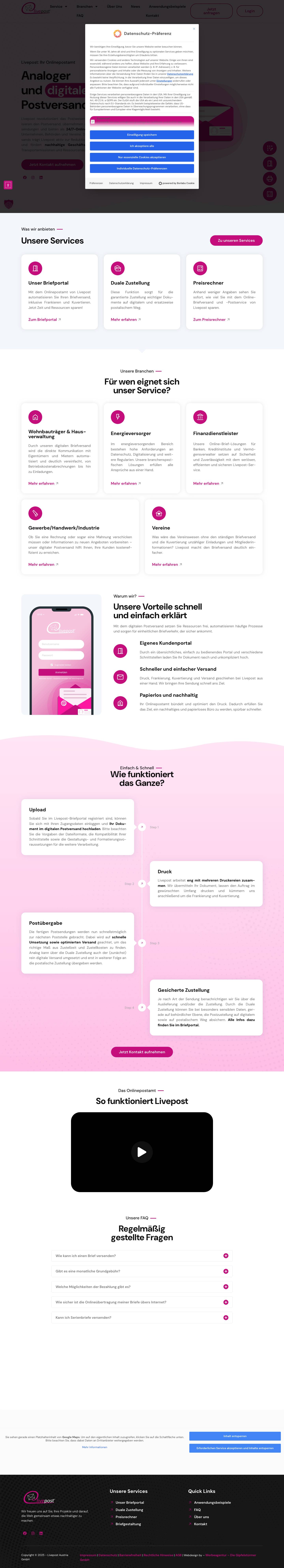 Digitaler Postversand und Postservices mit Livepost - Full Screenshot