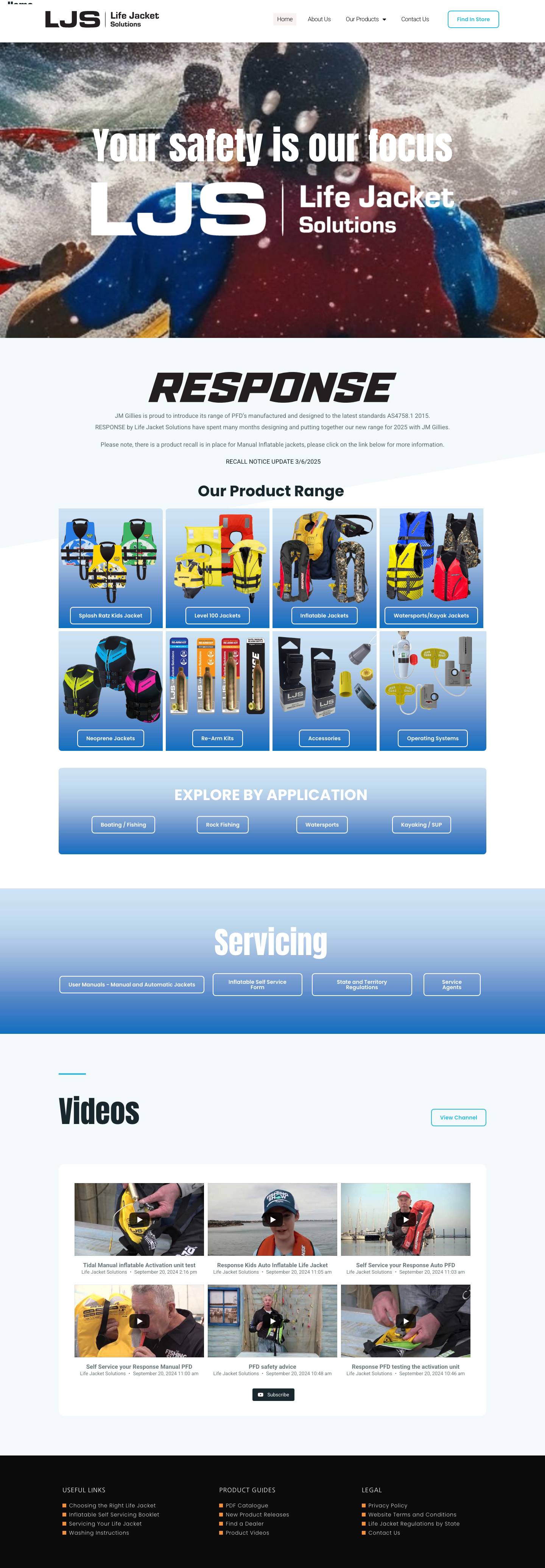 Life Jacket Solutions (LJS) - High quality life jacket's for all water activities - Full Screenshot