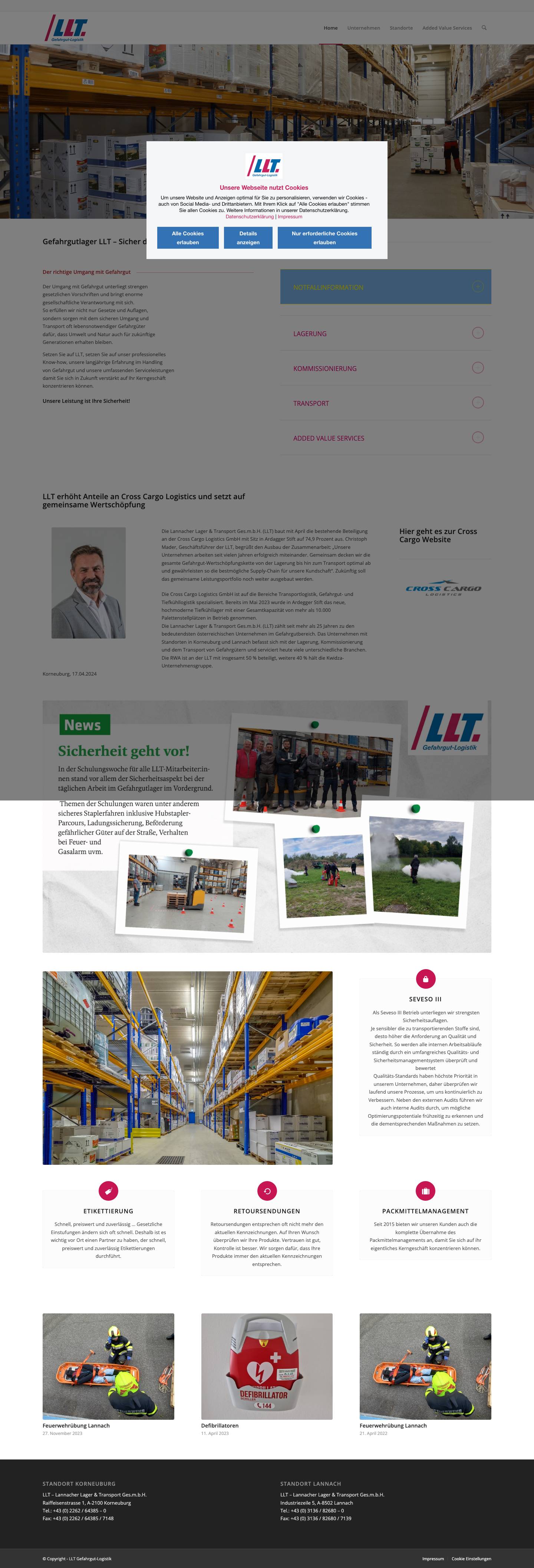 Home - LLT Gefahrgut-LogistikClick to open the search input fieldZurückWeiterNach oben scrollen - Full Screenshot