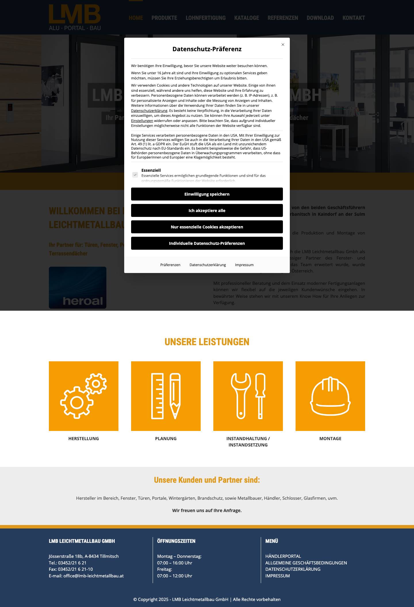 LMB Leichtmetallbau GmbH – ALU · PORTAL · BAU - Full Screenshot