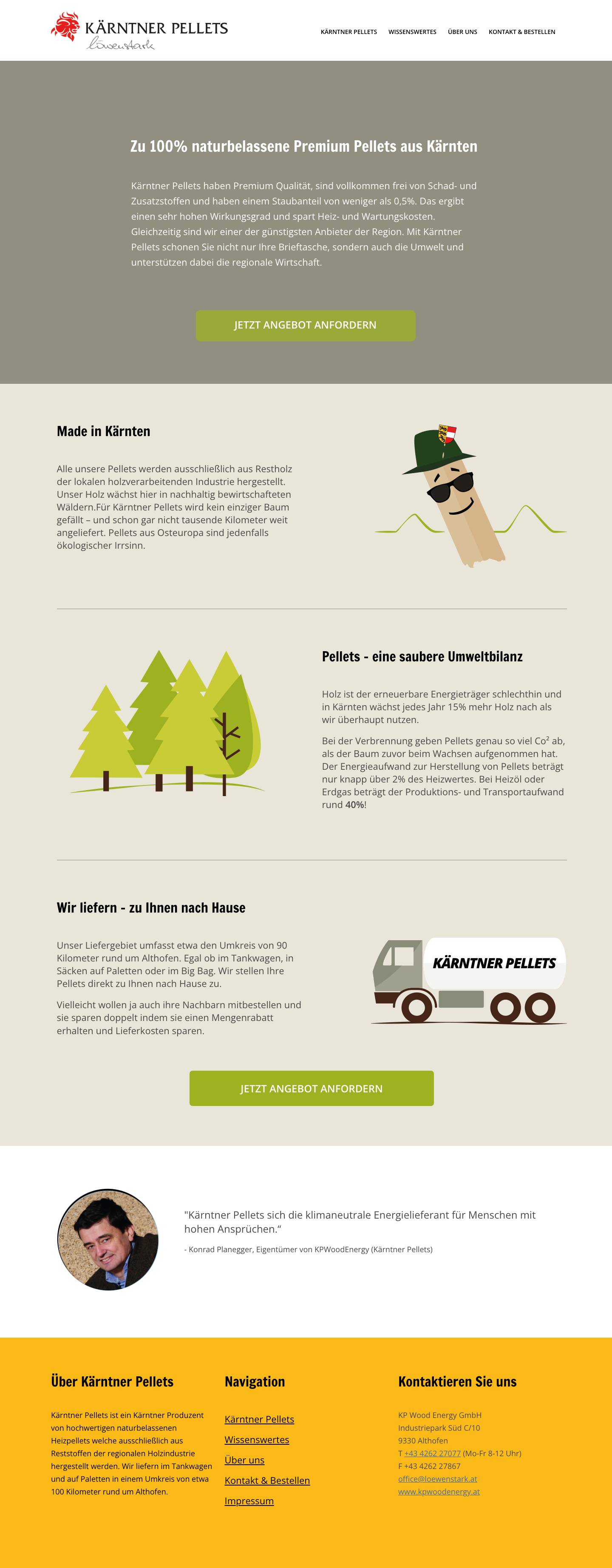 Kärntner Pellets – 100% naturbelassene Premium Pellets aus Kärnten - Full Screenshot