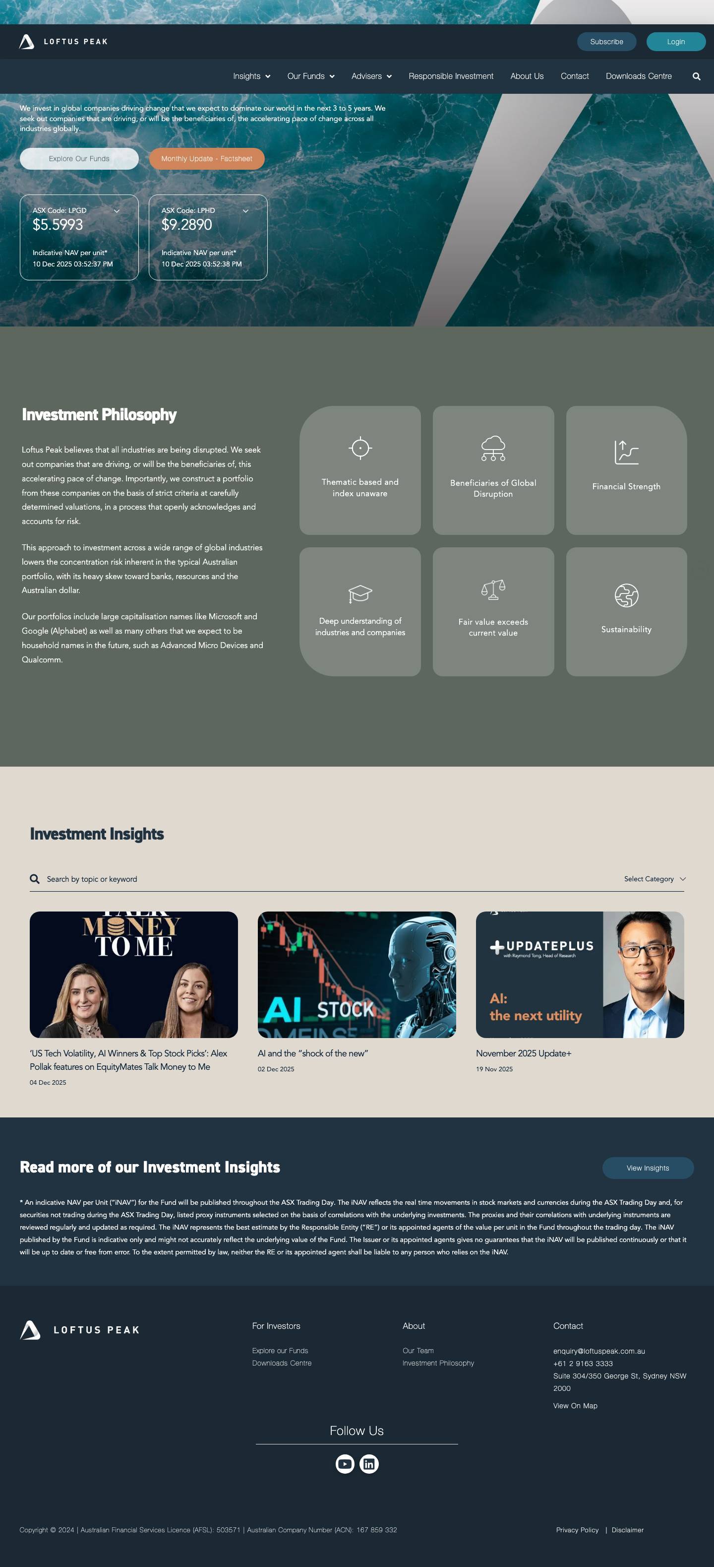 Loftus Peak | Global Funds Manager: Investing in listed disruptive companies - Full Screenshot