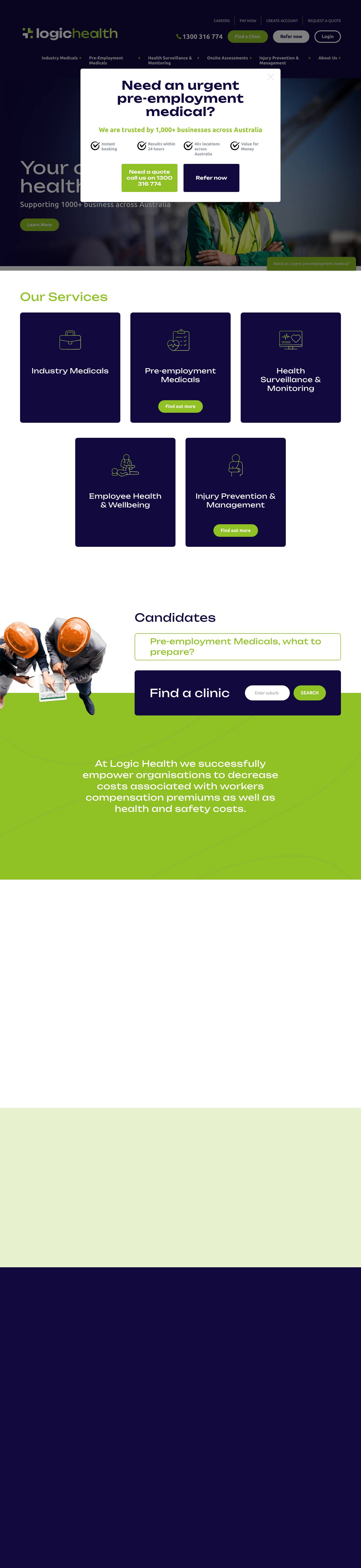 Logic Health - Occupational Health Services Provider - Full Screenshot
