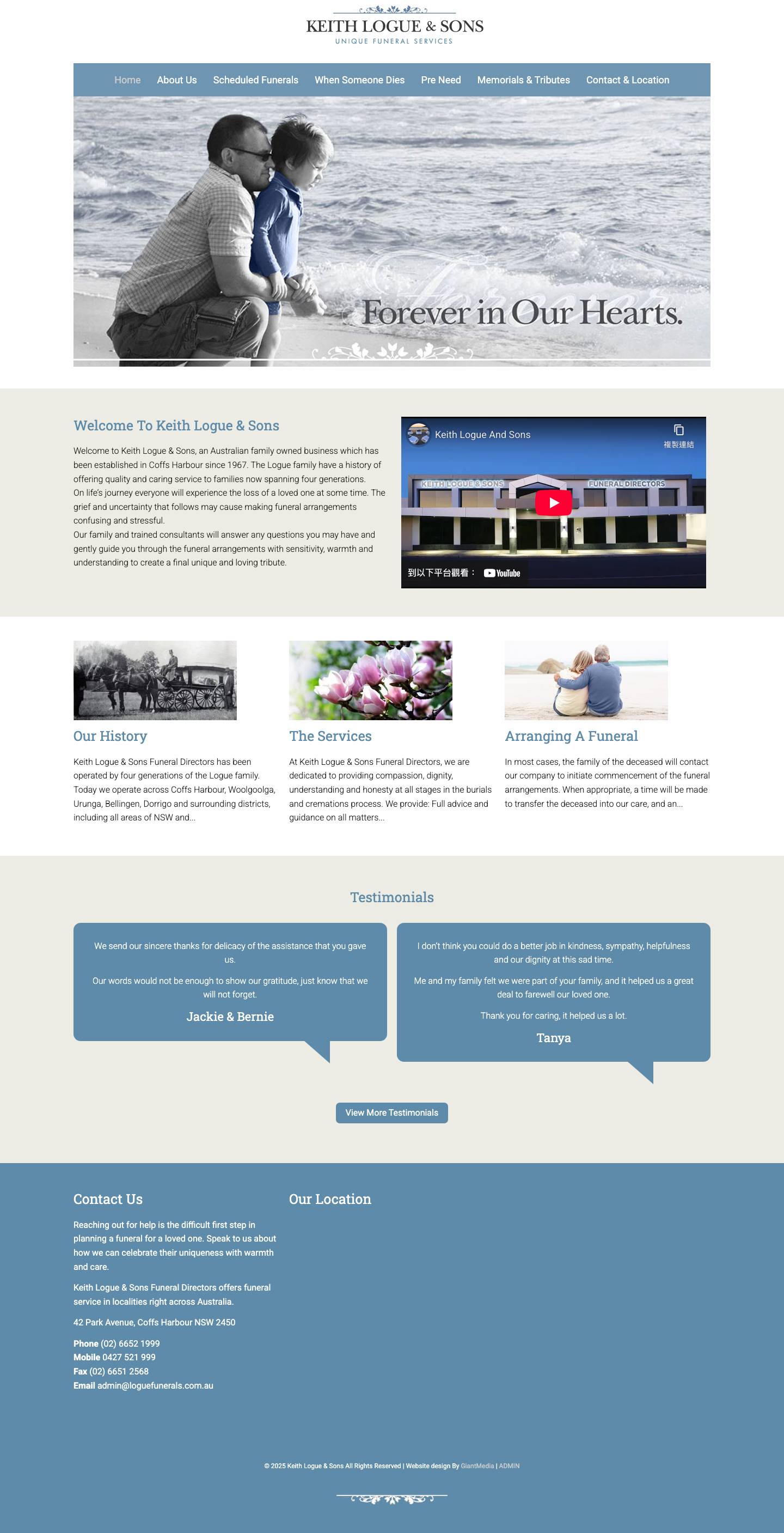 Keith Logue & Sons - UNIQUE FUNERAL SERVICES - Full Screenshot