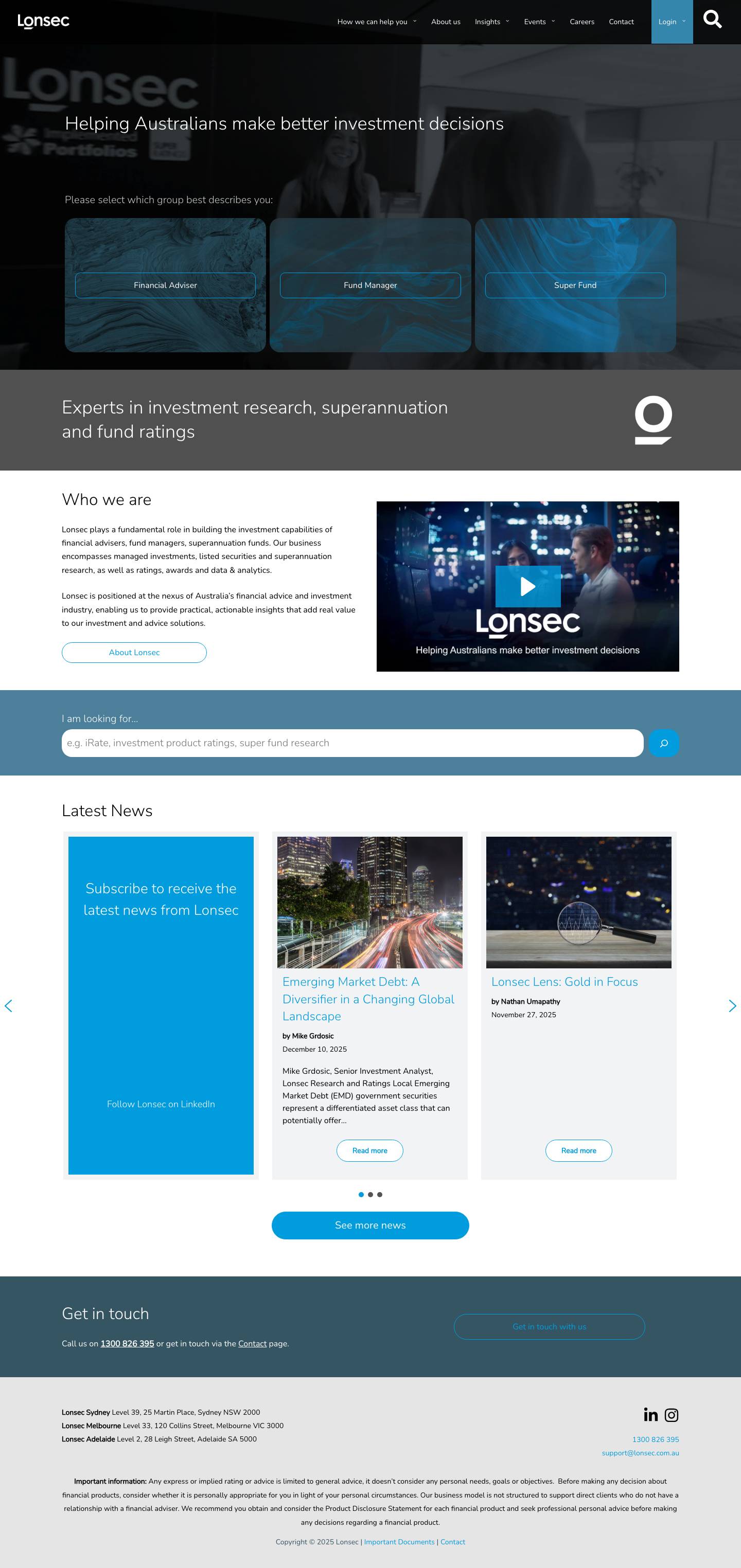 Lonsec - Helping Australians make better investment decisions - Full Screenshot