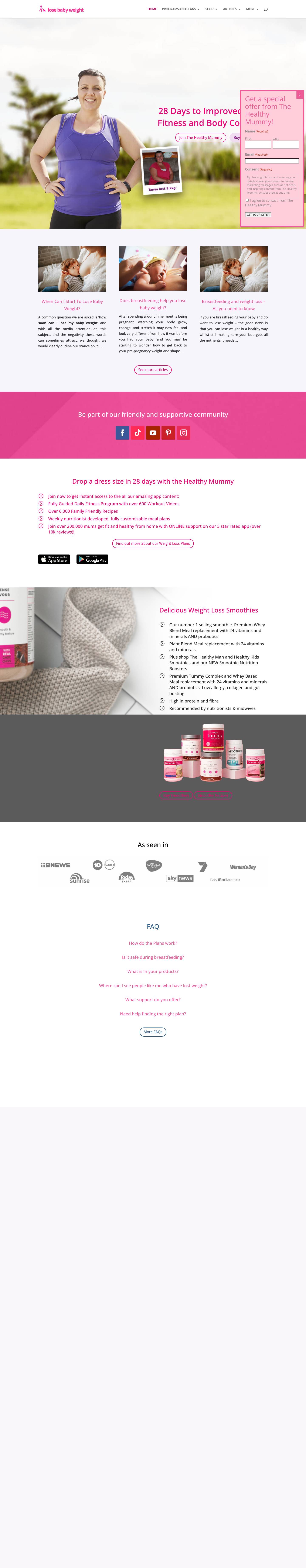 Lose Baby Weight - The number 1 way for mums to lose weight - Full Screenshot