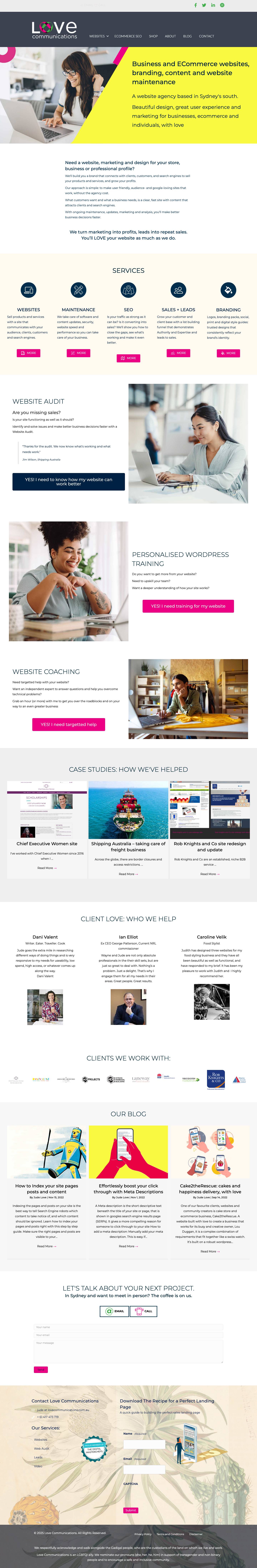 Website design agency Sydney | Love Communications - Full Screenshot