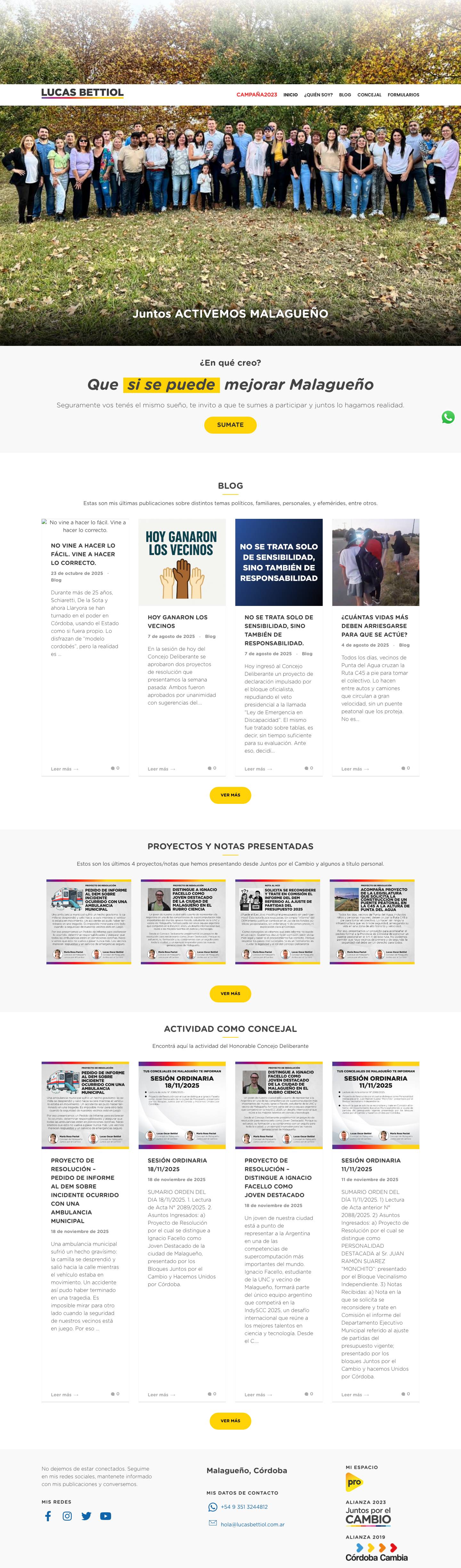 Lucas Bettiol - Concejal de Malagueño - Full Screenshot