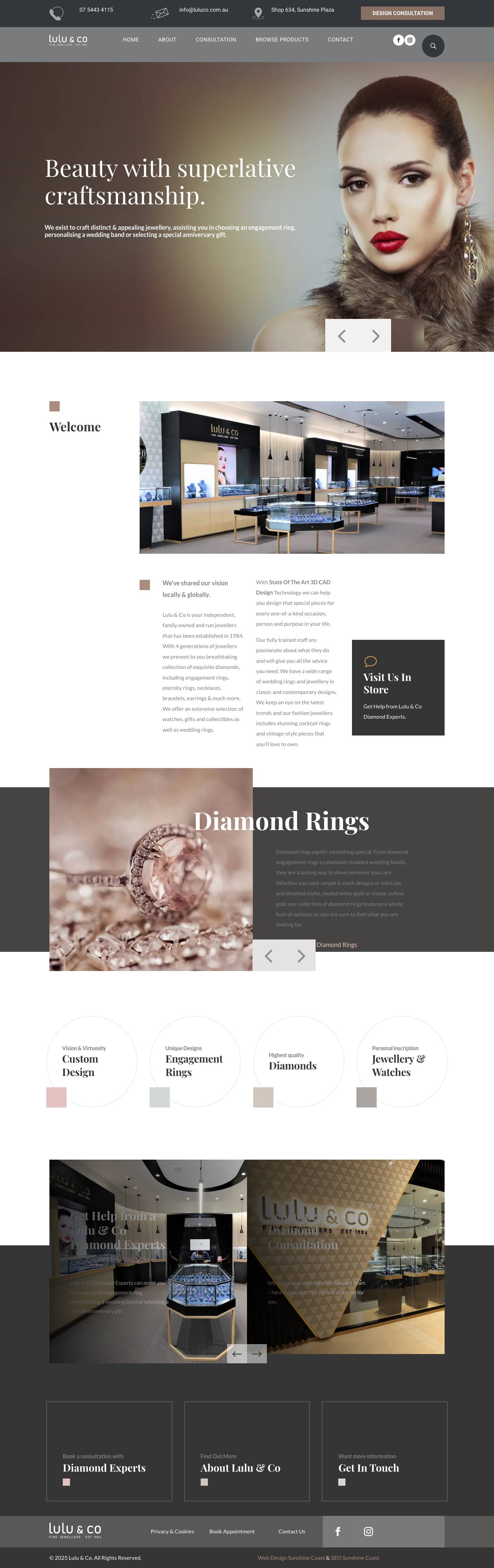 Lulu & Co Fine Jewellers Sunshine Coast | Diamond Experts - Full Screenshot