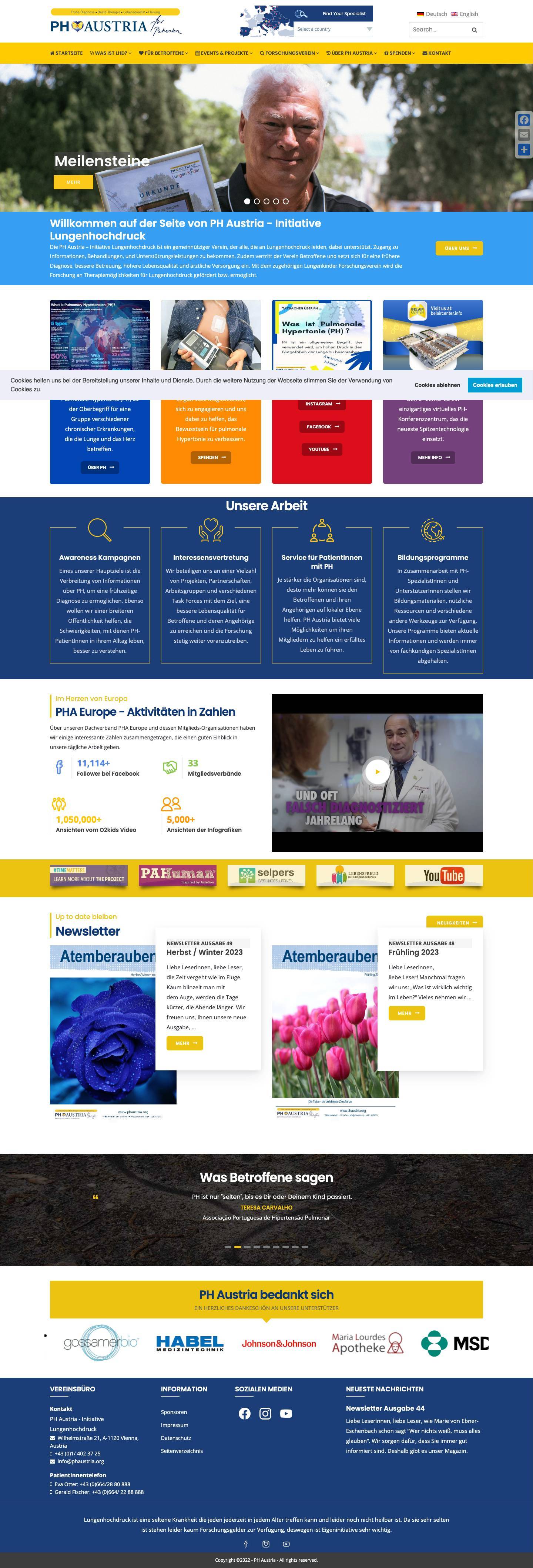 Willkommen auf der Seite von PH Austria - Initiative Lungenhochdruck - PH Austria - Full Screenshot