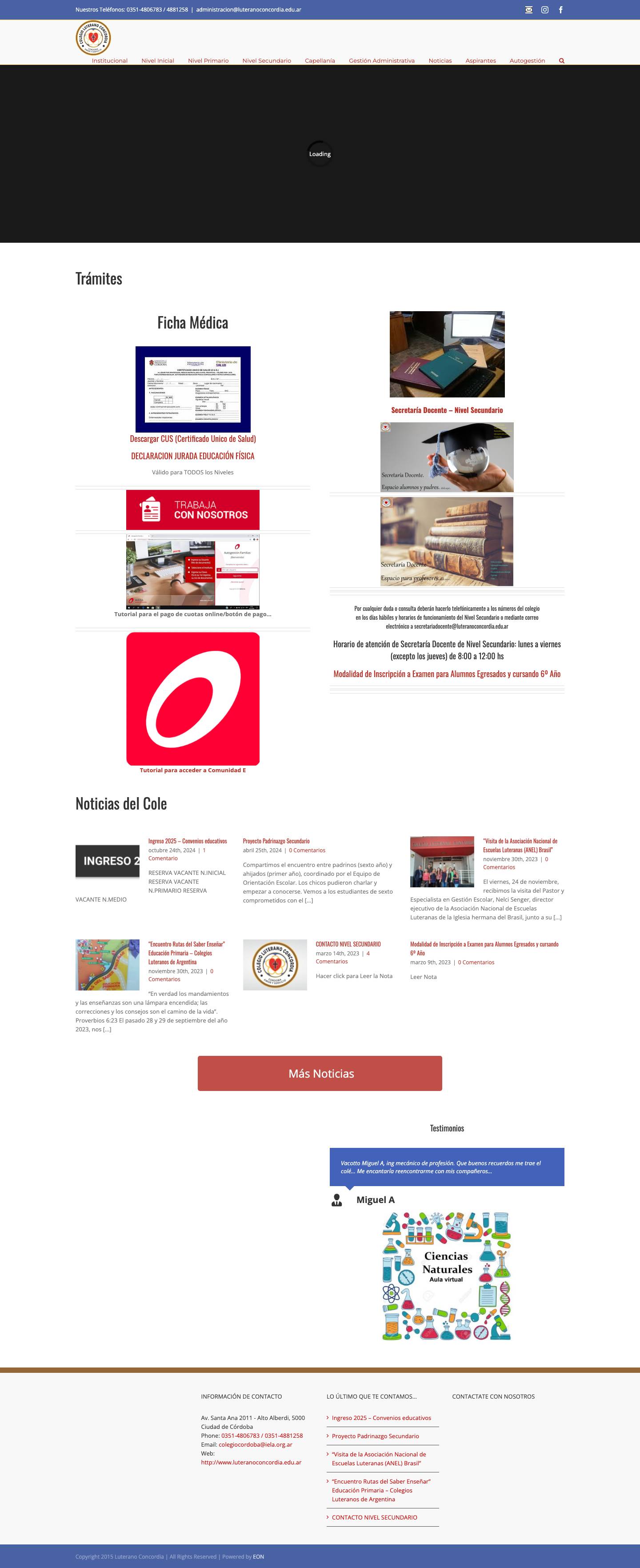 Inicio - Colegio Luterano Concordia - Full Screenshot