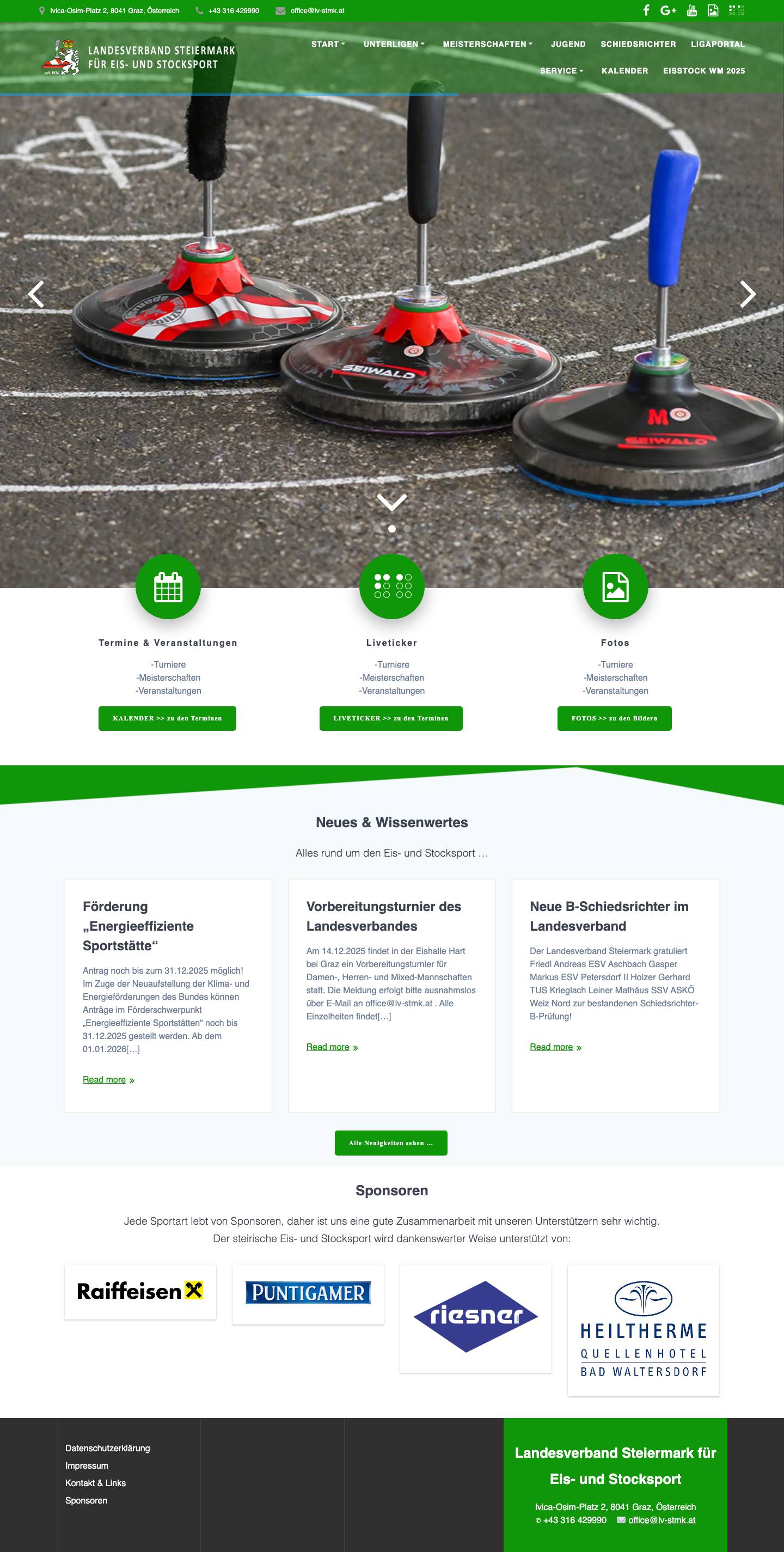 Start - Landesverband Steiermark für Eis- und Stocksport - Full Screenshot