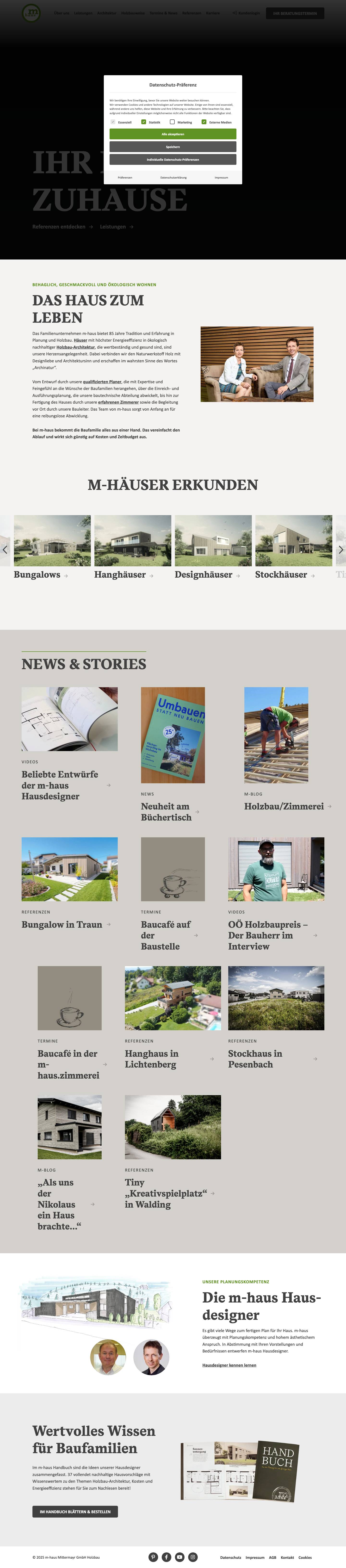 Energieeffizient, ökologisch und gesund wohnen - m-haus Mittermayr GmbH - Full Screenshot