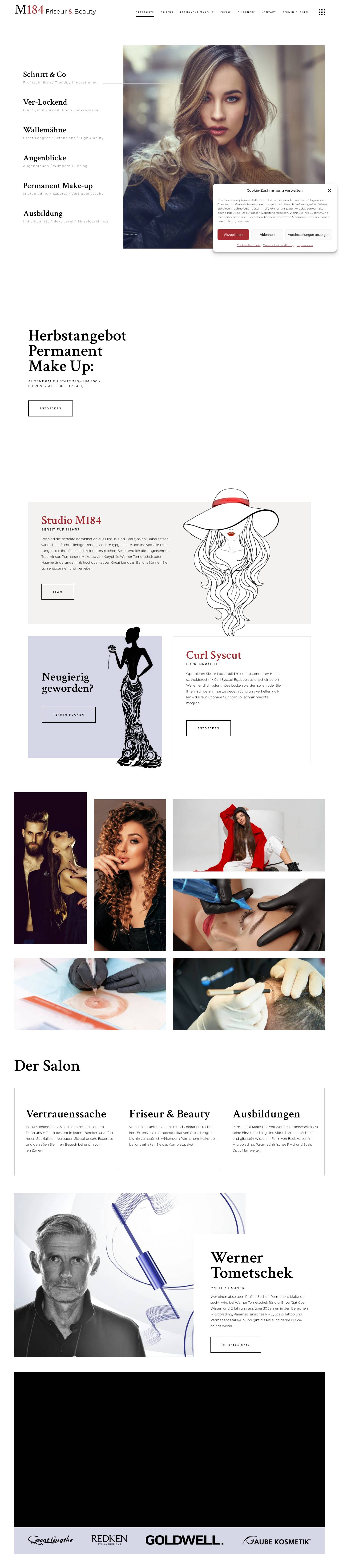 Startseite - M184 - Friseur & Beauty - Full Screenshot