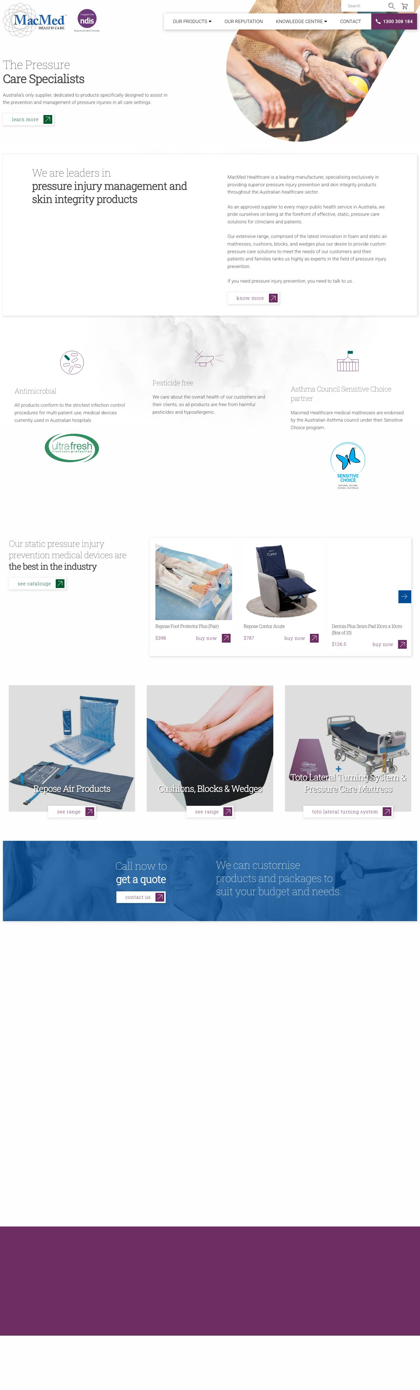 MacMed Health Care | The PressureCare Specialists - Full Screenshot