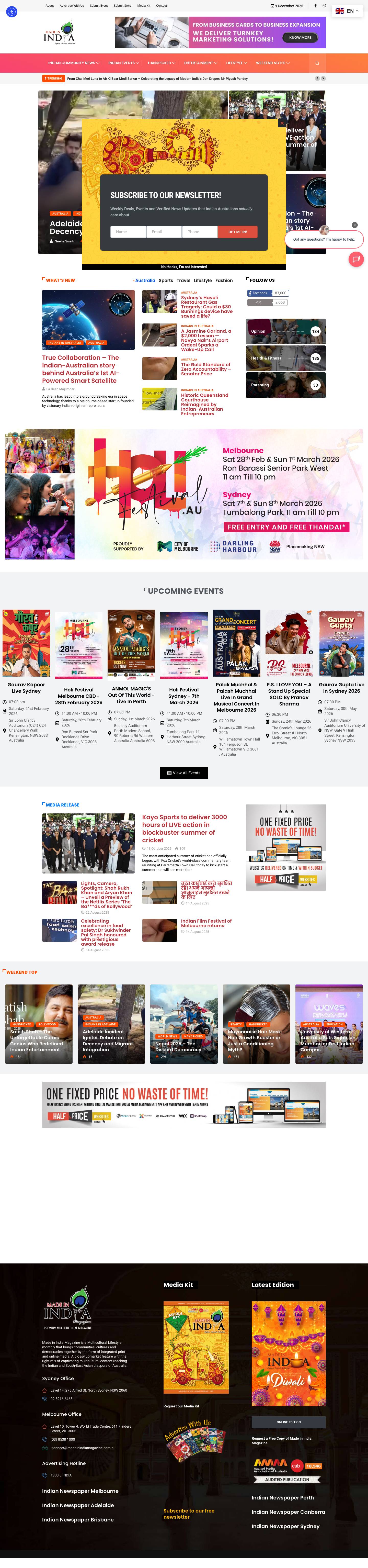 Indian Newspaper Magazine In Australia For Indian Diaspora - Full Screenshot