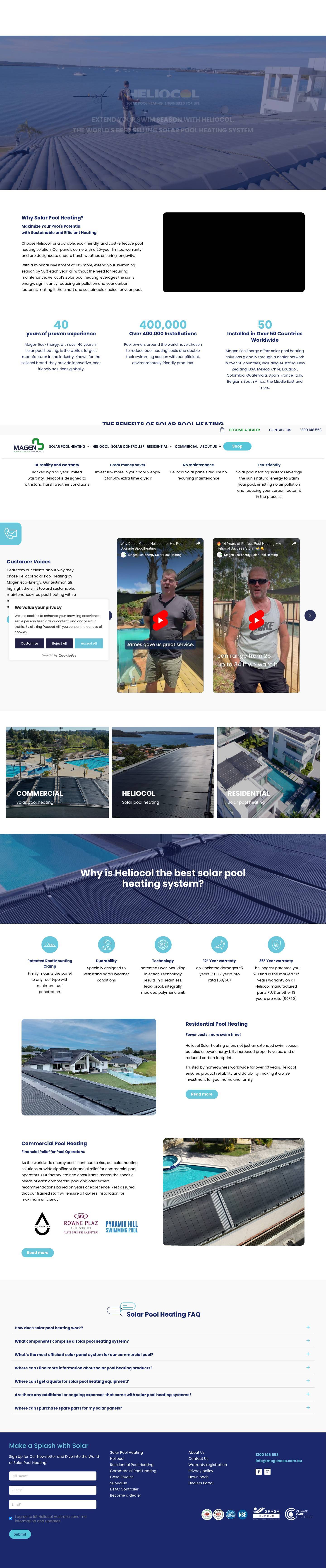Solar Pool Heating - #1 Selling Solar Pool System In The World - Heliocol - Full Screenshot