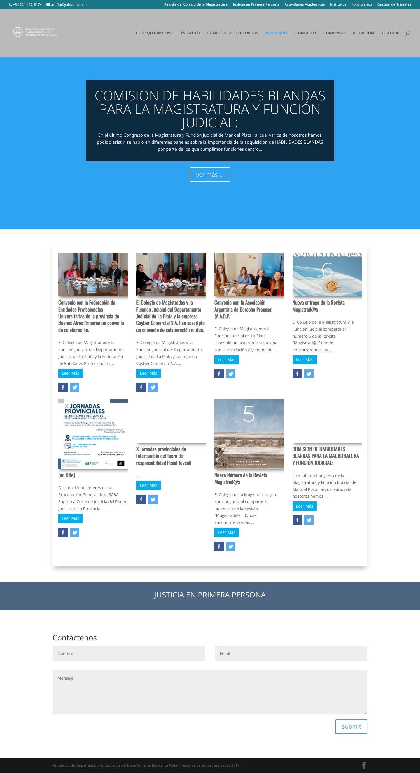 COLEGIO DE LA MAGISTRATURA Y LA FUNCIÓN JUDICIAL DEL DEPARTAMENTO JUDICIAL LA PLATA | Magistrados La Plata - Full Screenshot