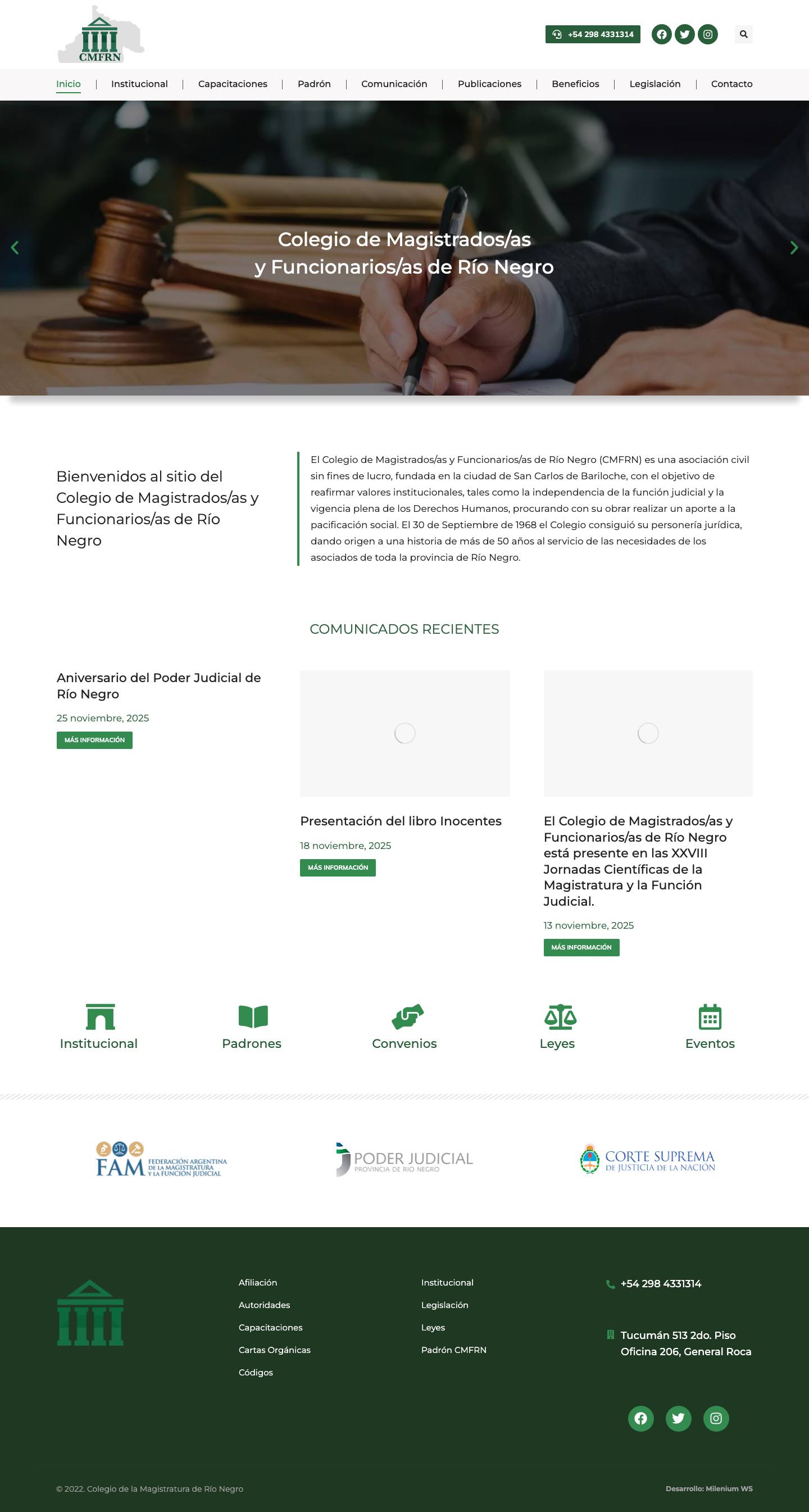 Colegio de Magistrados/as y Funcionarios/as de Río Negro - Full Screenshot