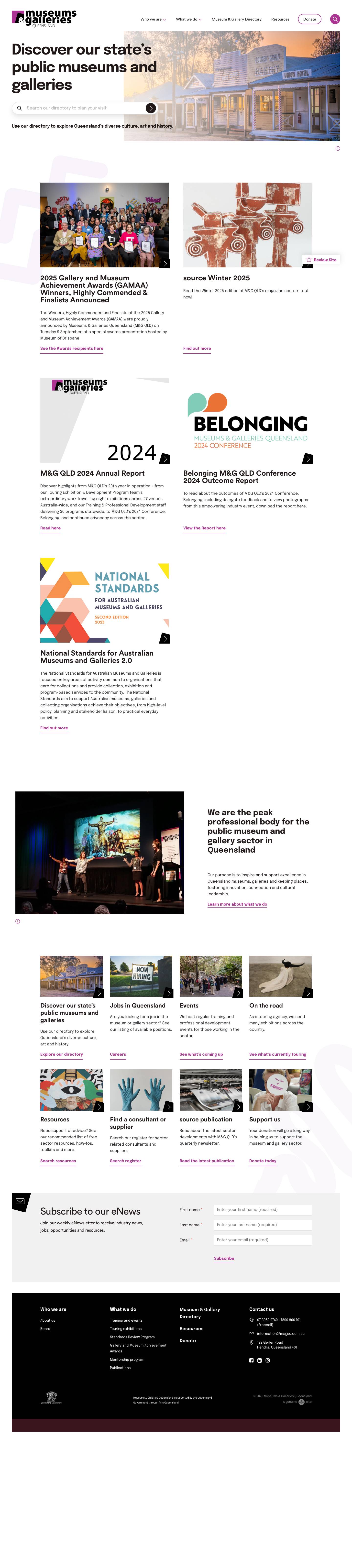 Home - Museums and Galleries QLD - Full Screenshot