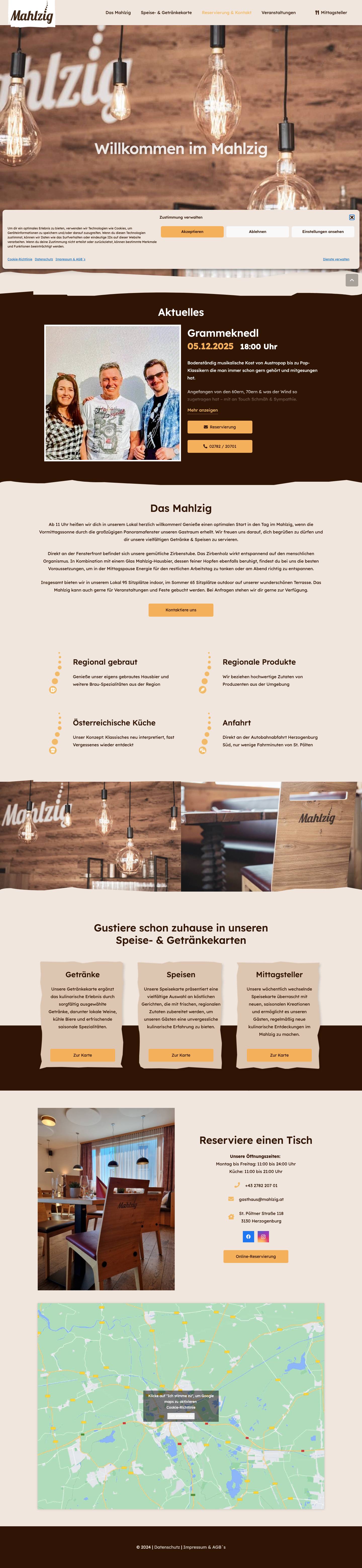 Gasthaus Mahlzig Herzogenburg - Full Screenshot