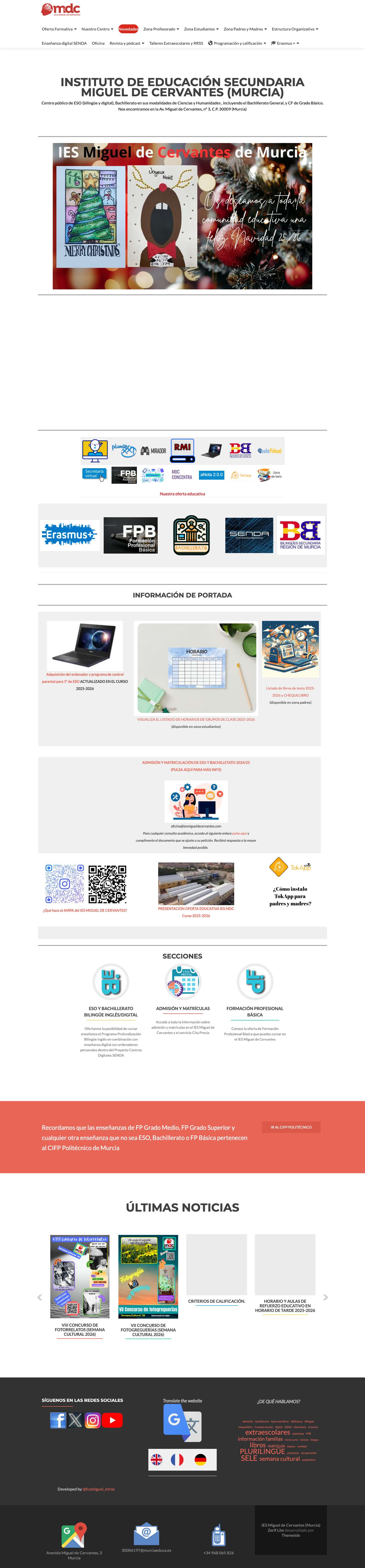 IES Miguel de Cervantes (Murcia) – Centro de ESO , Bachillerato y GFPB de Murcia - Full Screenshot