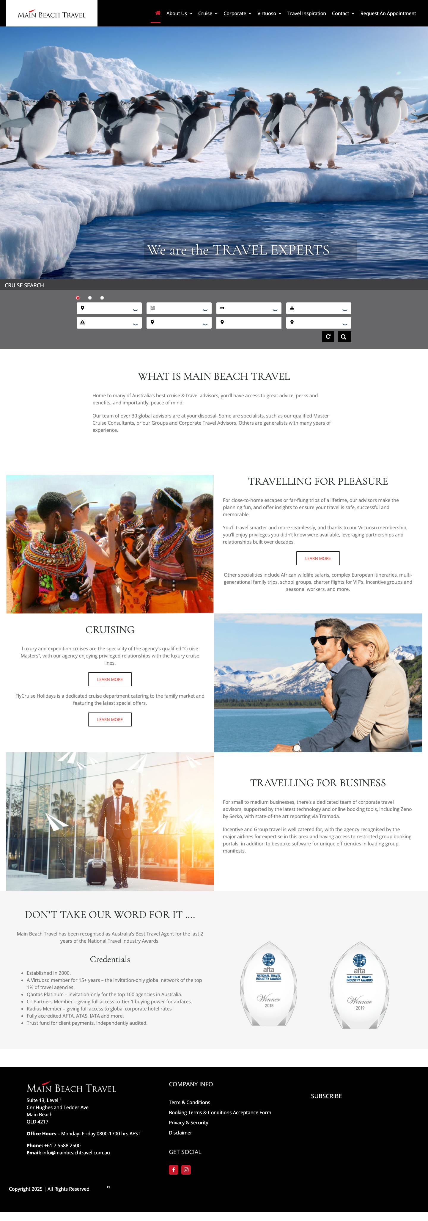 Home - Main Beach Travel - Full Screenshot