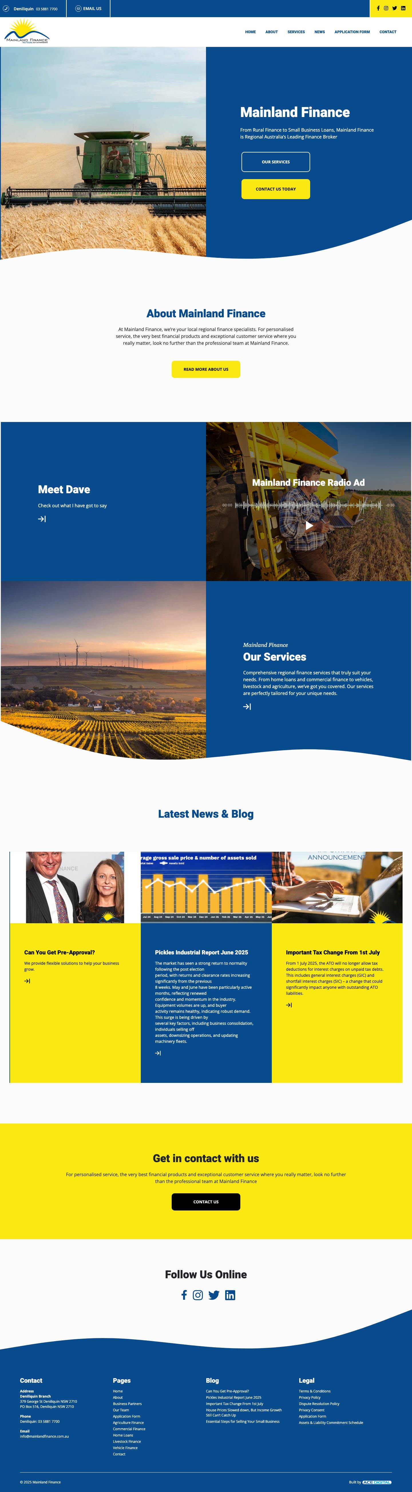 Mainland Finance – Regional Australia’s Leading Finance Broker. - Full Screenshot