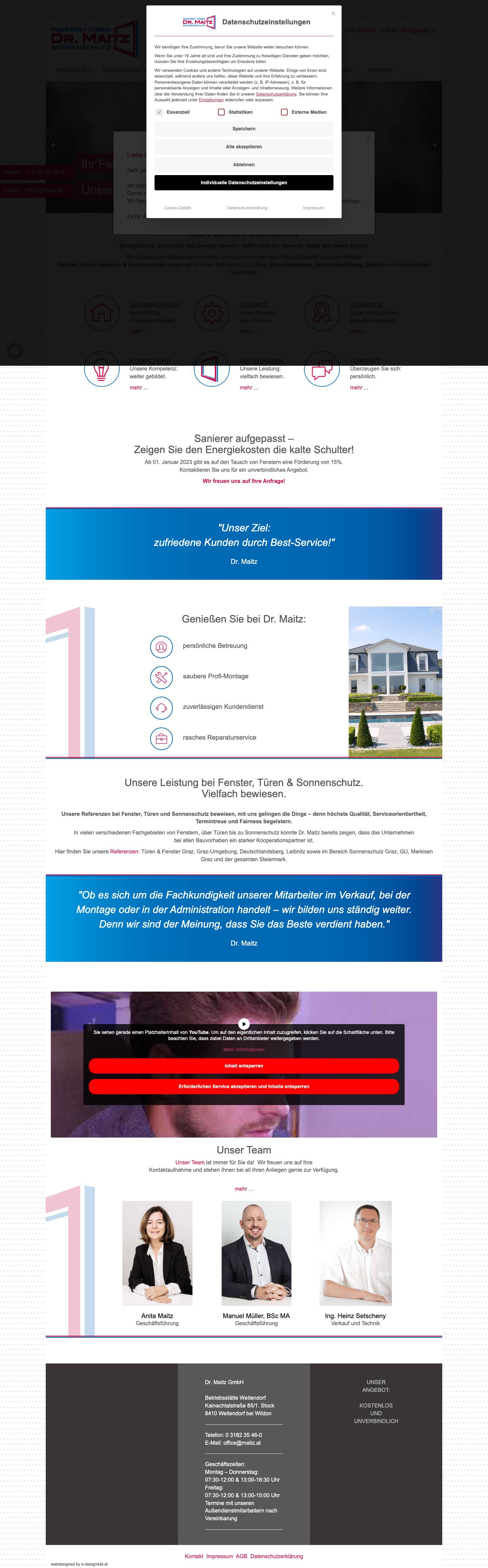 Dr. W. Maitz GmbH - Fenster I Türen I Sonnenschutz | - Full Screenshot