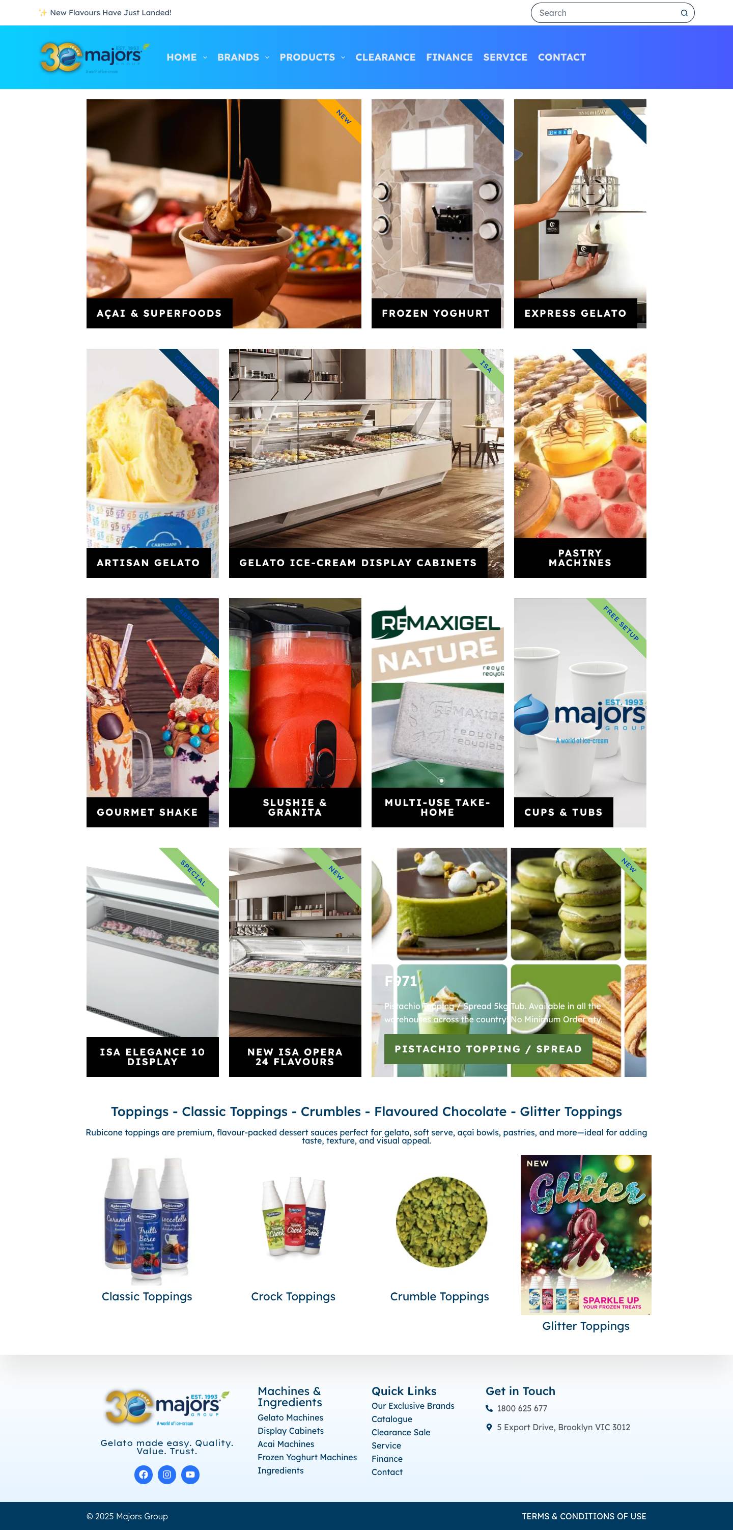 Gelato Ice Cream machines, Soft Serve machines & Gelato Ingredients AU - Full Screenshot