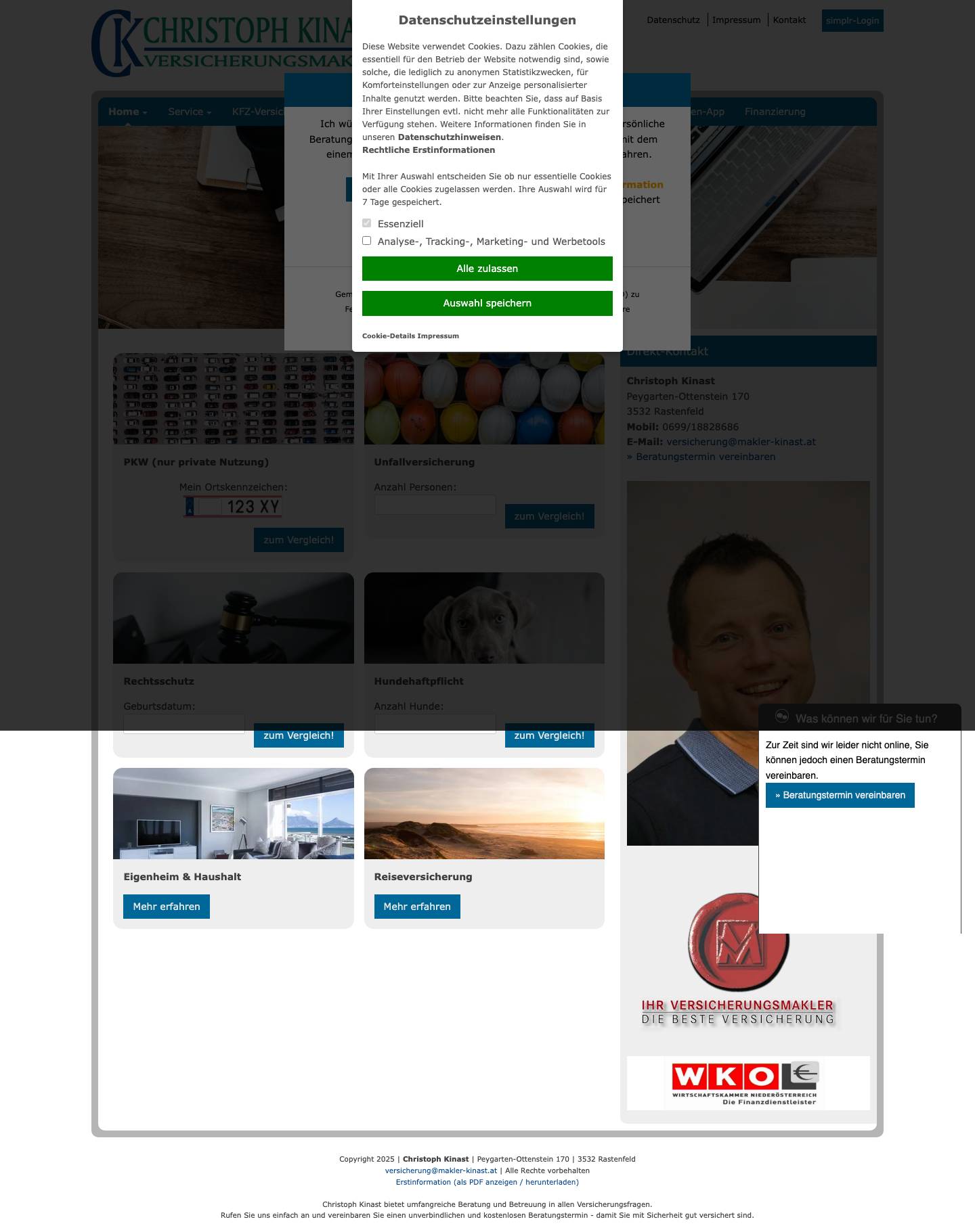Versicherungsmakler Kinast - Full Screenshot