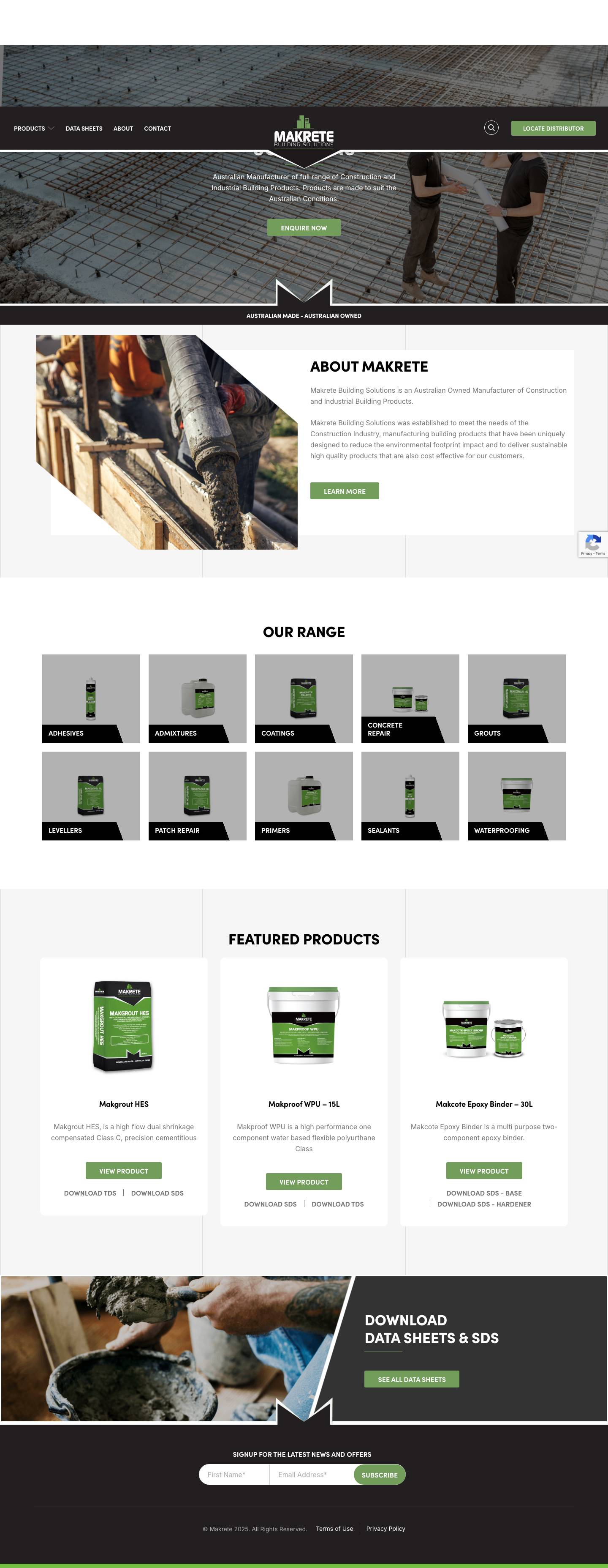 Makrete Building Solutions » Solutions for construction and manufacturing - Full Screenshot