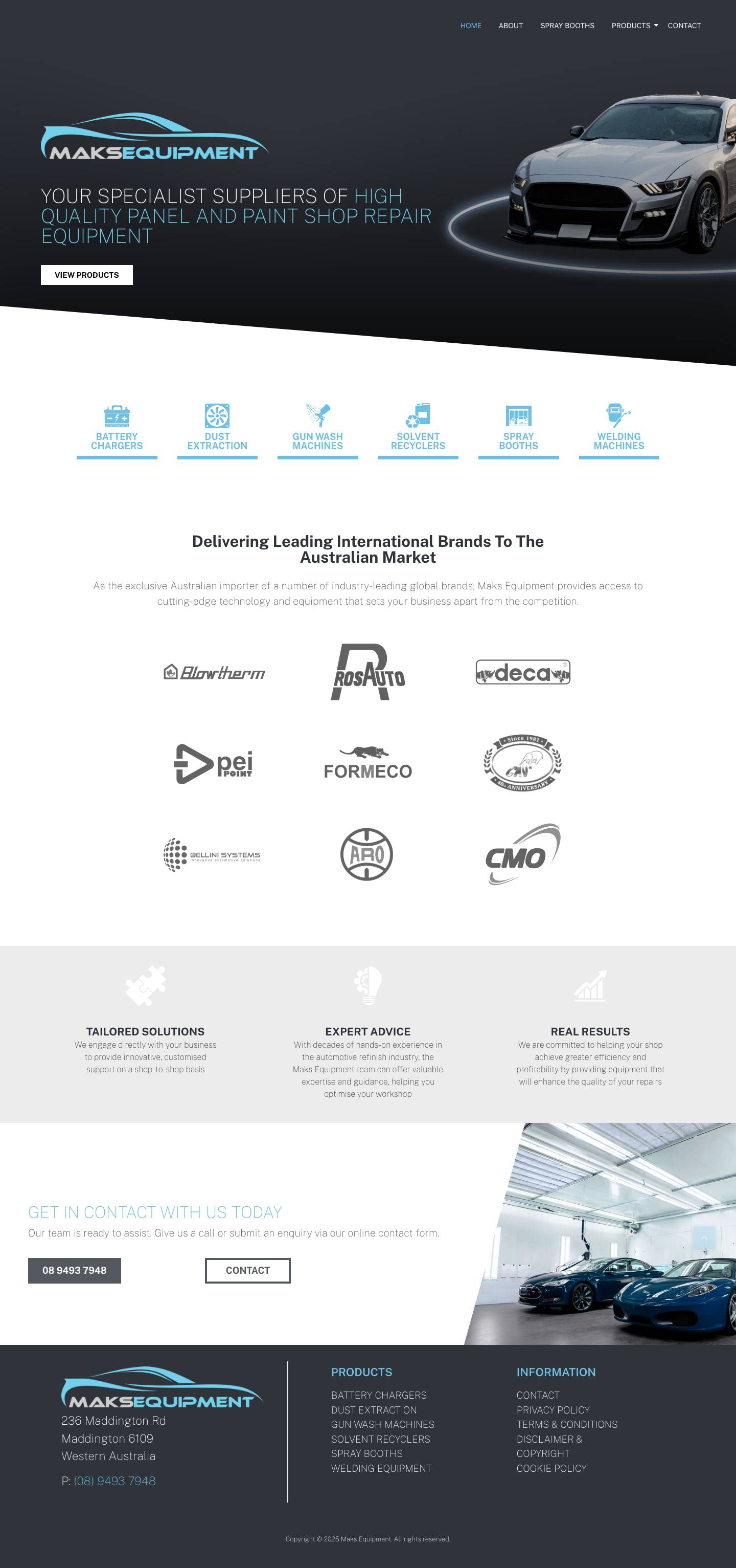 Maks Equipment | Panel & Paint Shop Repair Equipment | Spray Booths - Full Screenshot