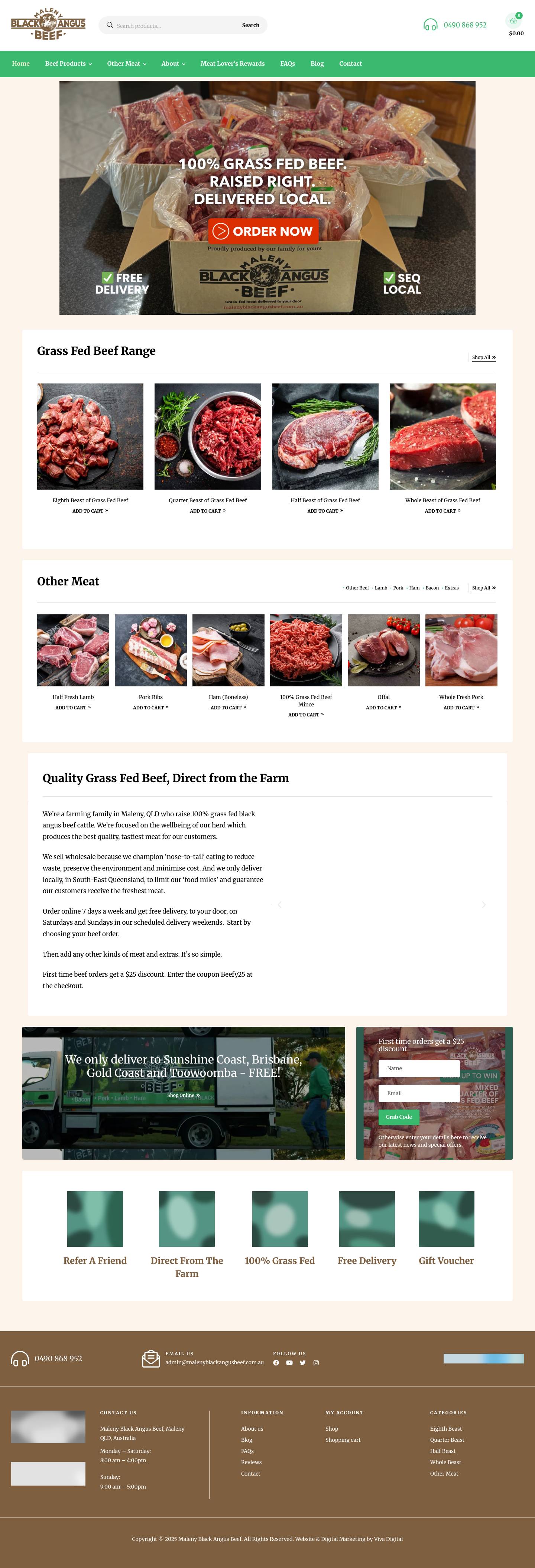 Buy The Best Grass Fed Beef Online | Maleny Black Angus Beef - Full Screenshot