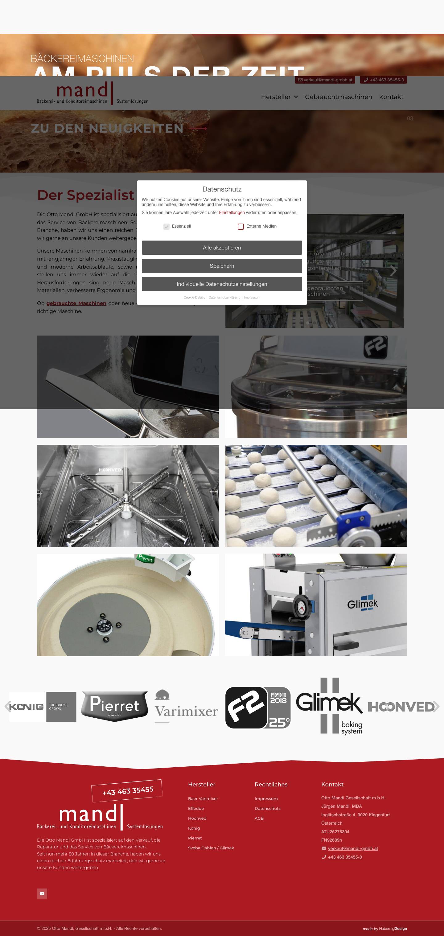 Bäckerei- u. Konditoreimaschinen - Otto Mandl, Gesellschaft m.b.H. - Full Screenshot