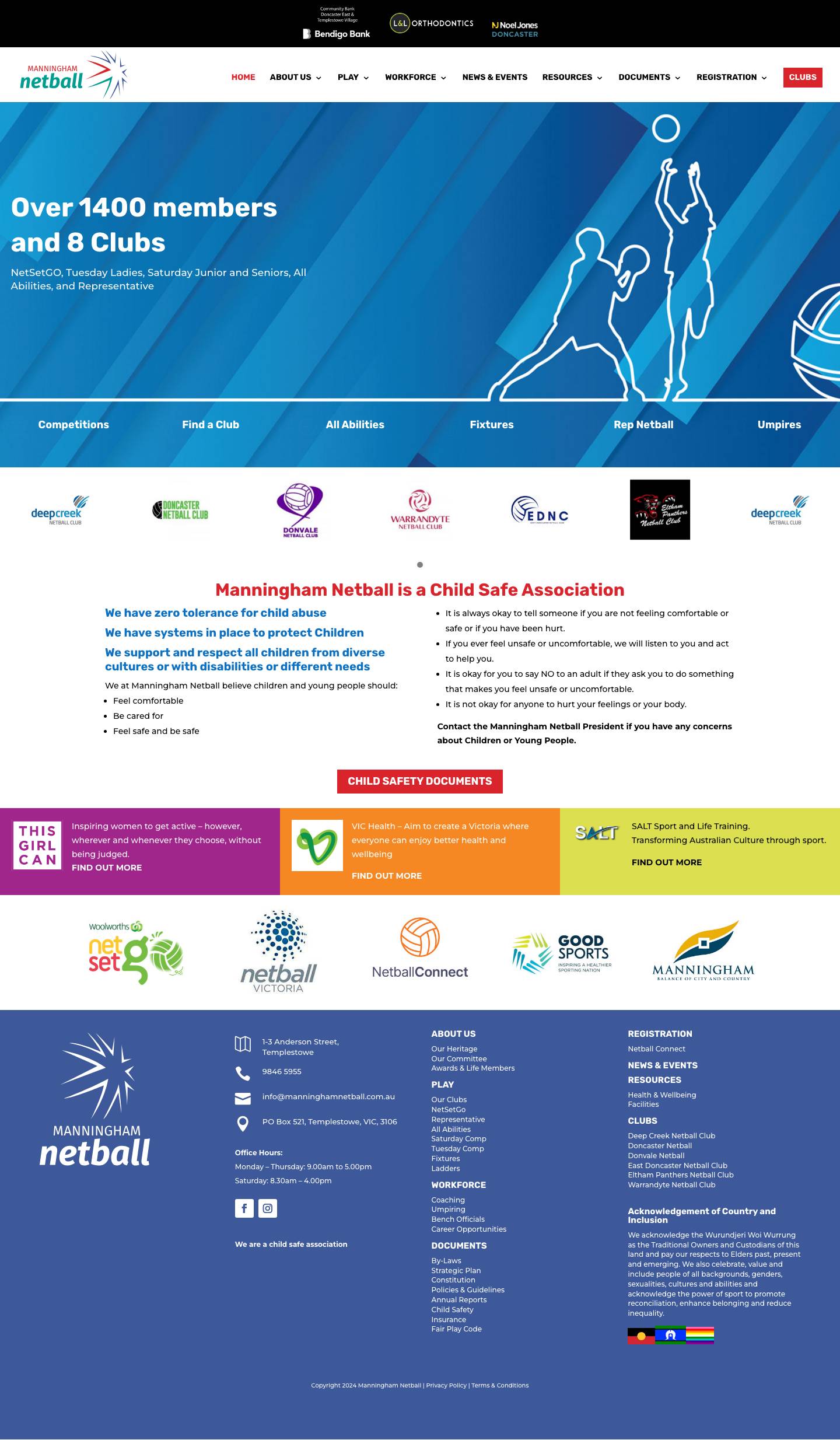 Manningham Netball | Formerly Doncaster & Districts Netball - Full Screenshot