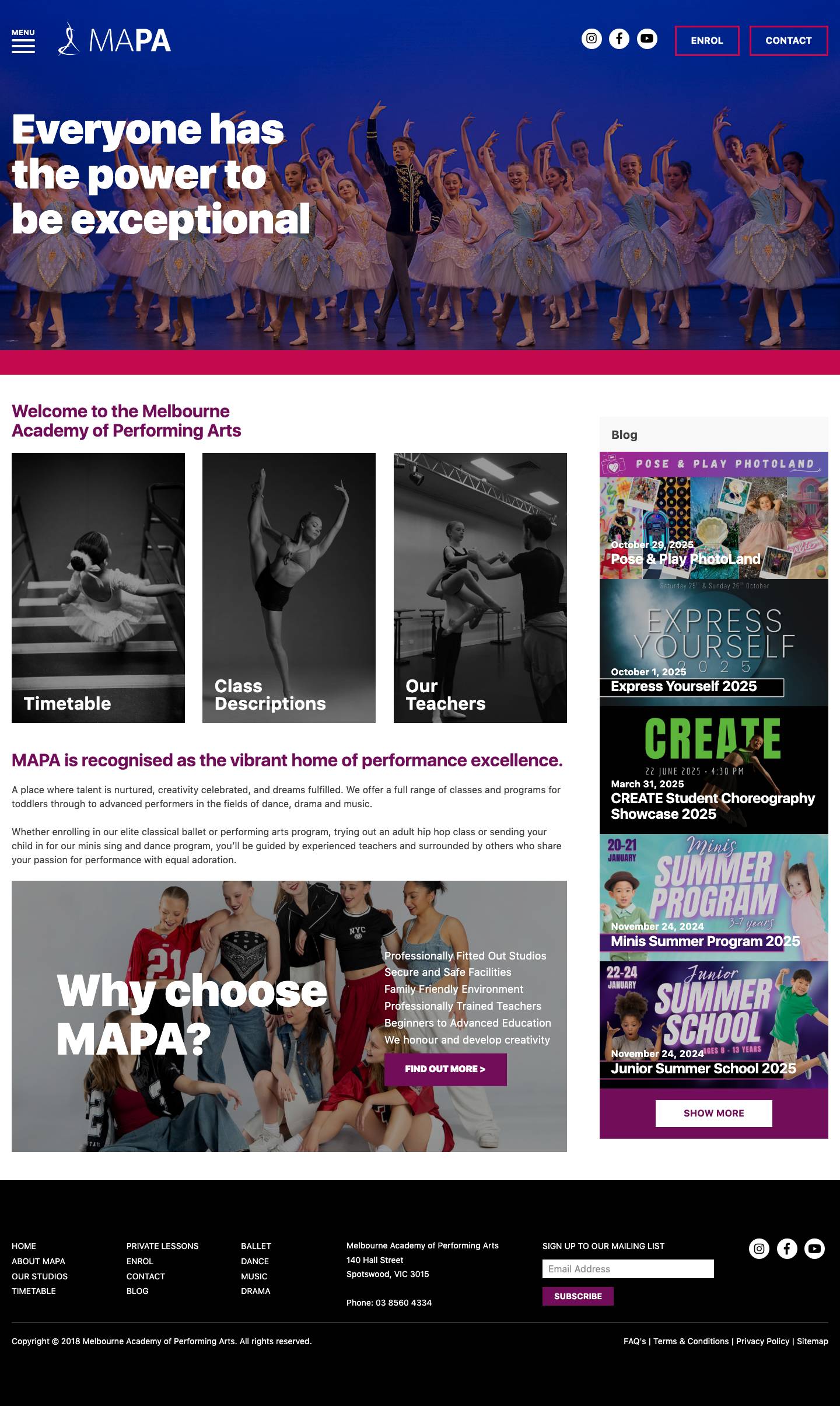 Performing Arts Academy | Dance and music Studio Melbourne | MAPA Dance Academy - Full Screenshot