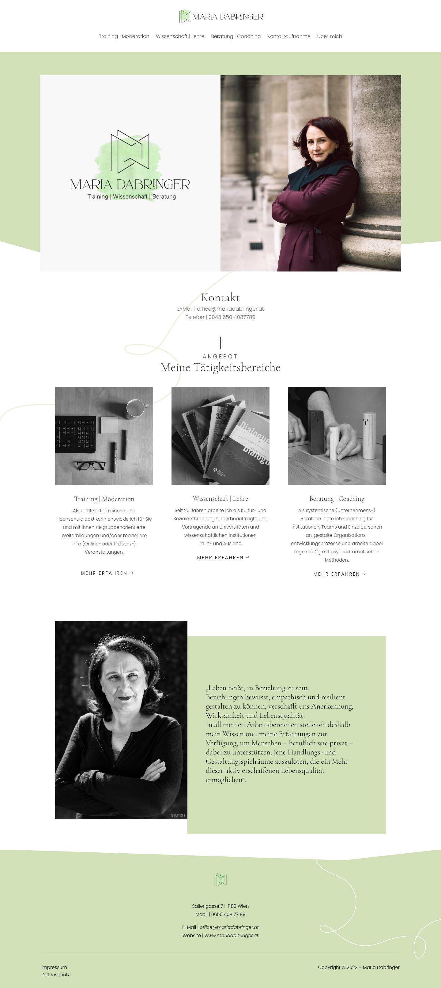 Maria Dabringer | Training | Wissenschaft | Beratung - Full Screenshot