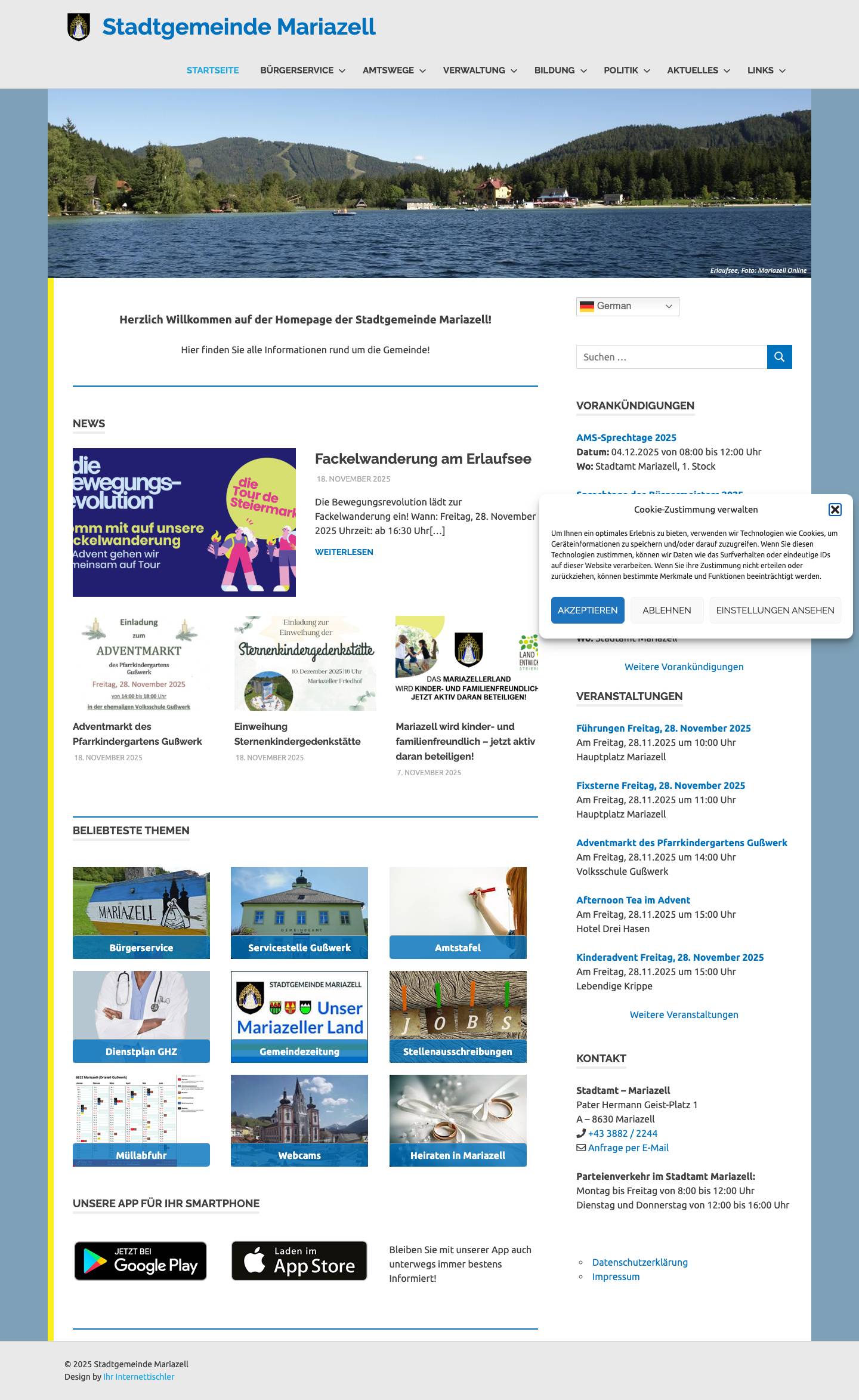 Stadtgemeinde Mariazell - Full Screenshot